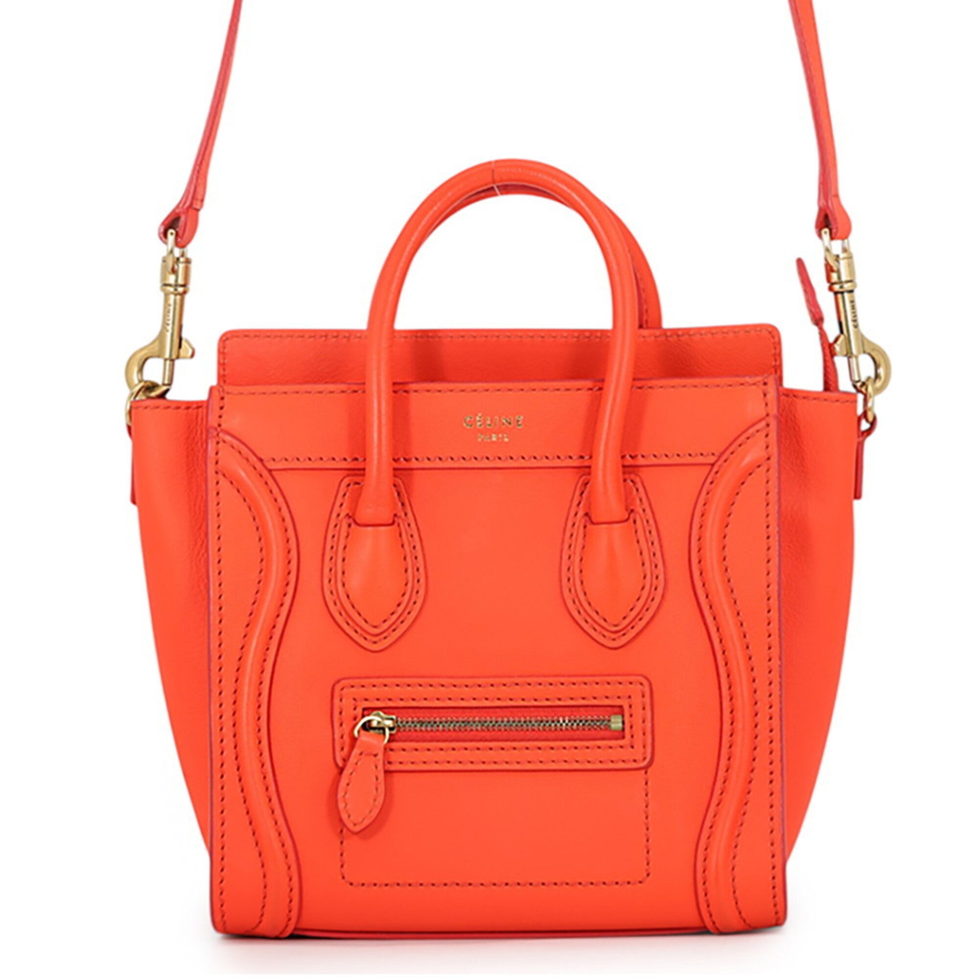 Celine Orange Leather Handbag Shoulder Bag (Pre-Owned)