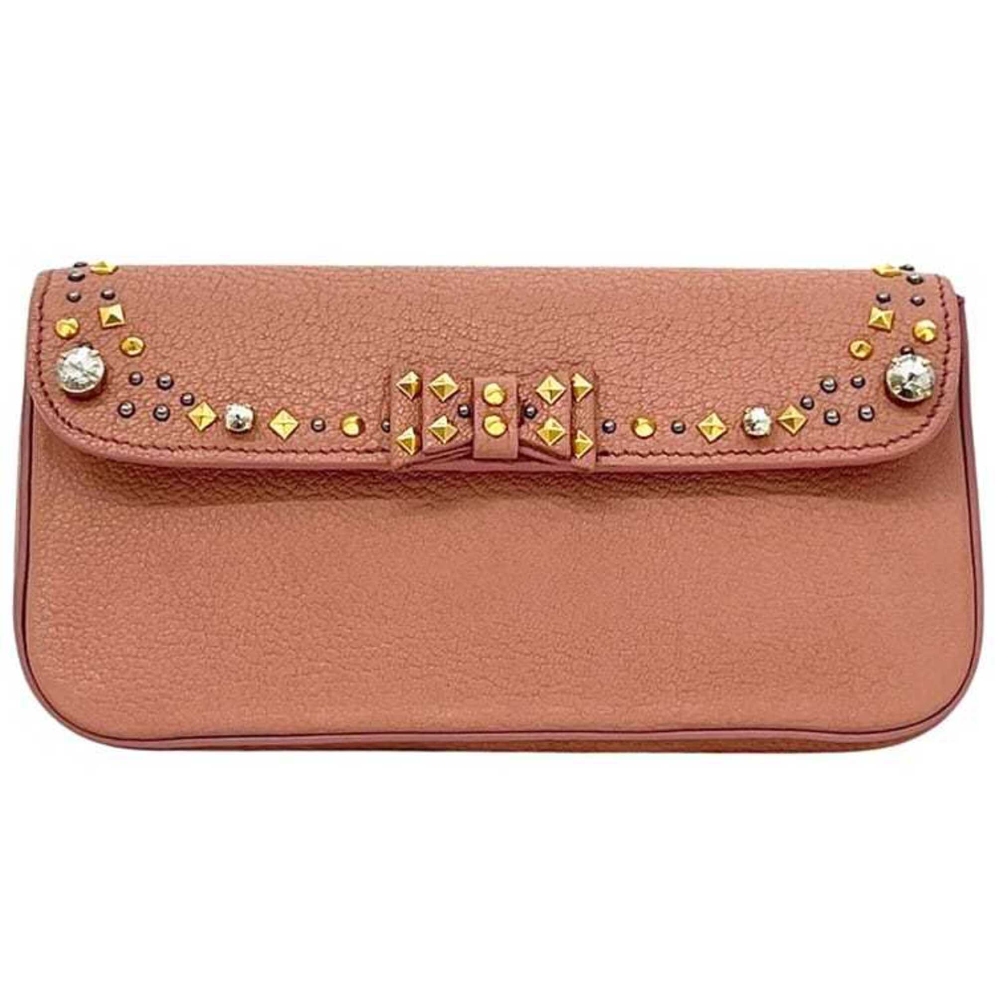 Miu Miu Pink Leather Clutch Bag Handbag (Pre-Owned)