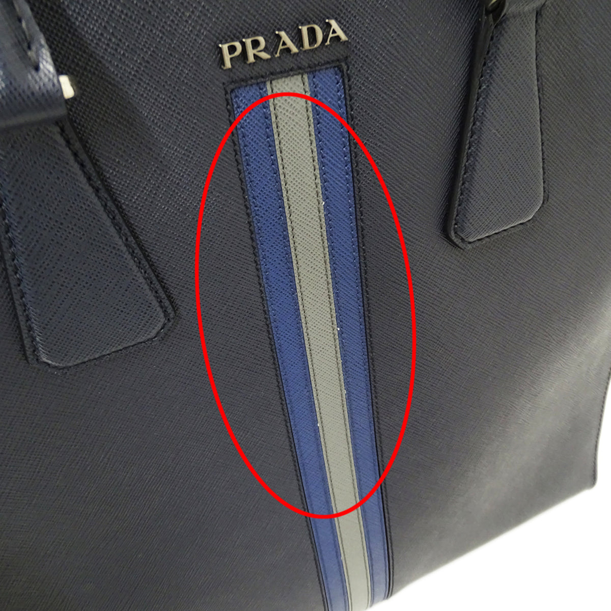 Prada Navy Leather Handbag Tote Bag (Pre-Owned)