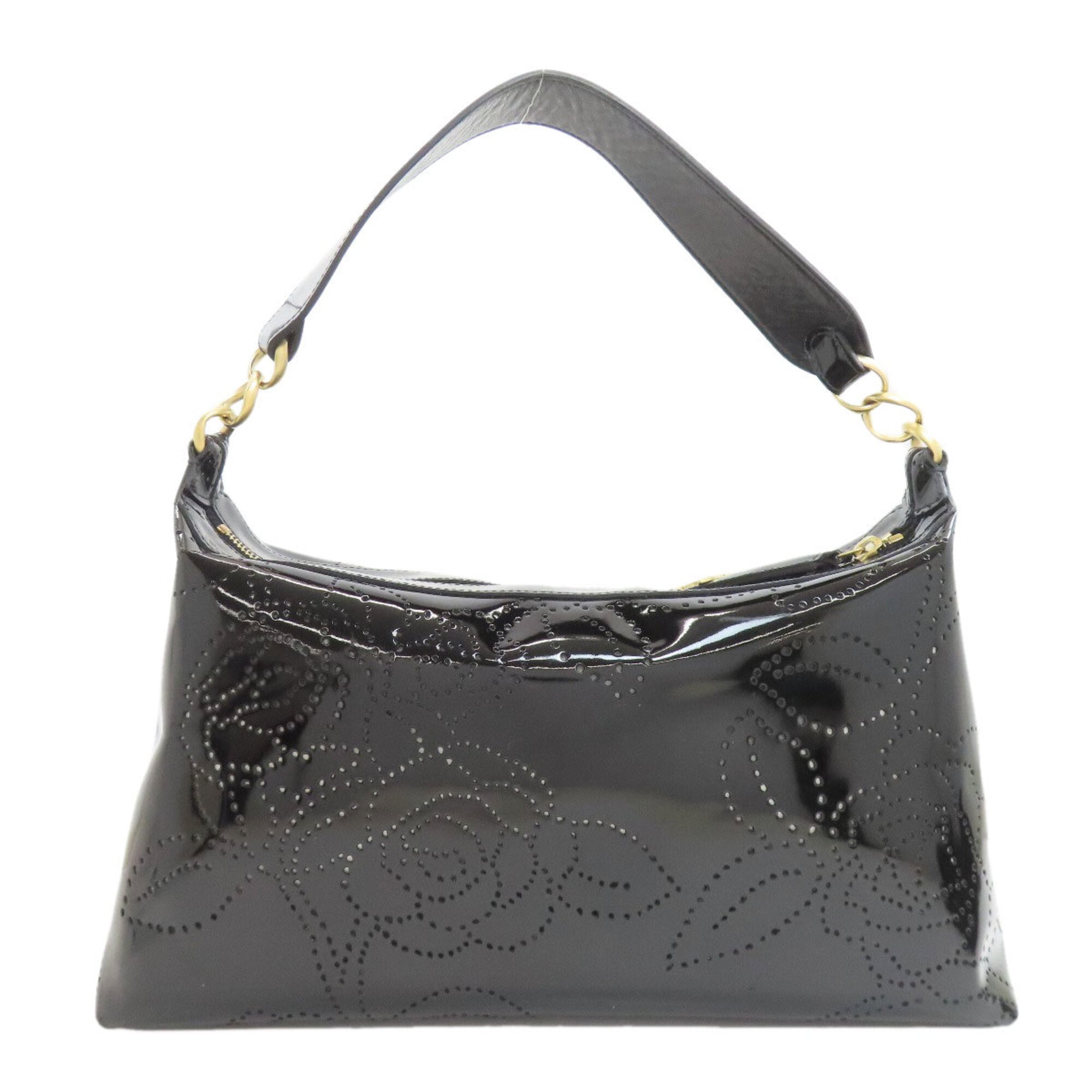 Chanel Camellia Black Leather Shoulder Bag (Pre-Owned)