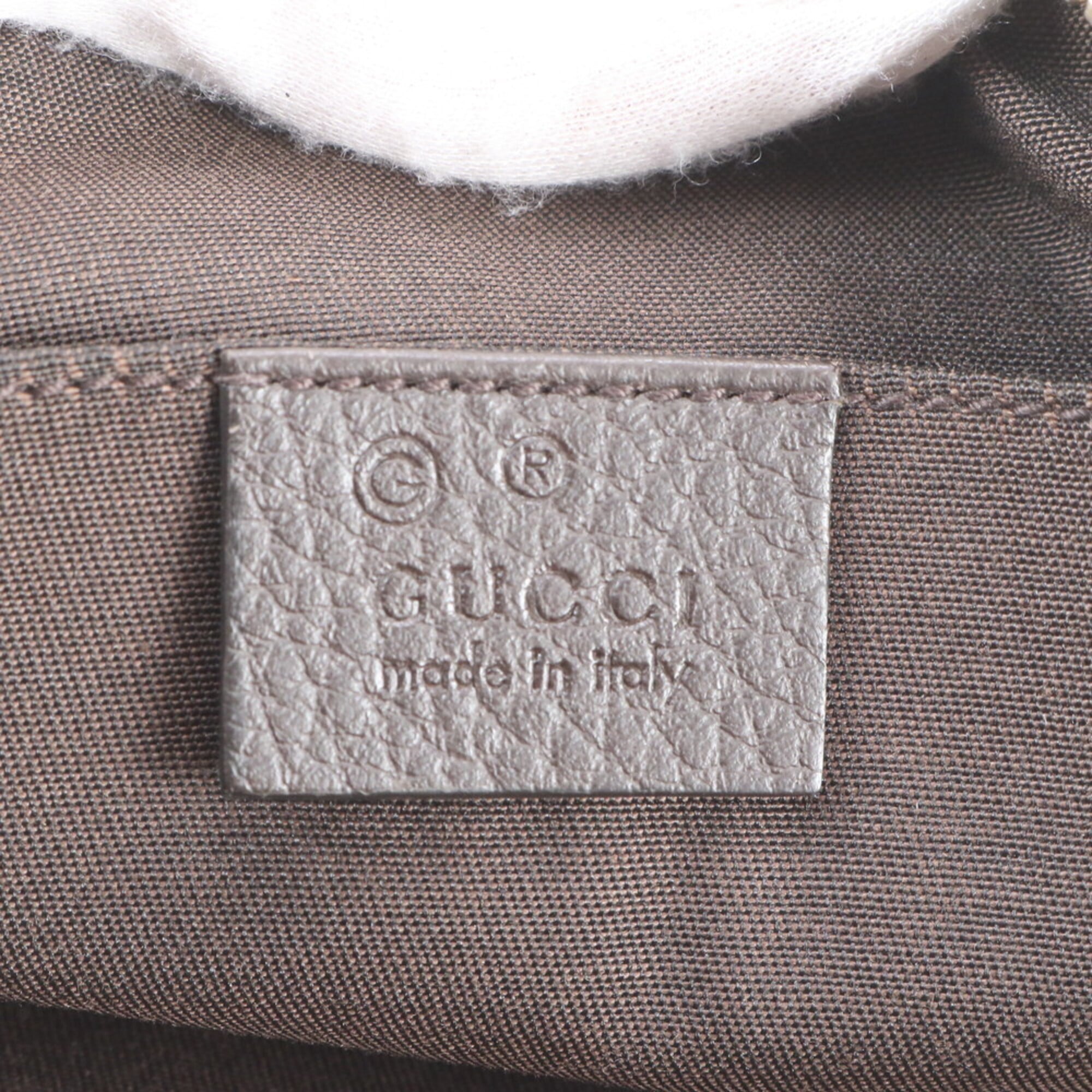 Gucci Beige Dark Brown Leather Coated Canvas Fanny Pack Pouch Sling Bag (Pre-Owned)