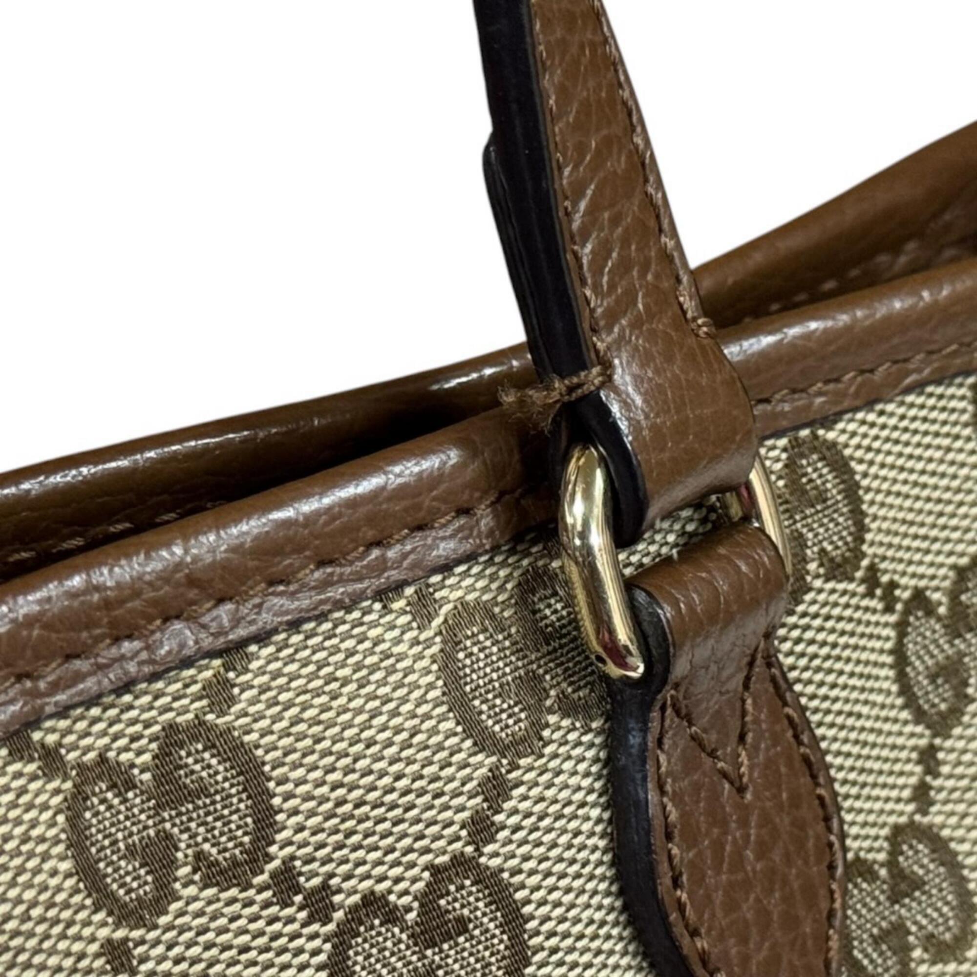 Gucci Gg Canvas Beige Brown Gg Canvas Handbag Shoulder Bag (Pre-Owned)