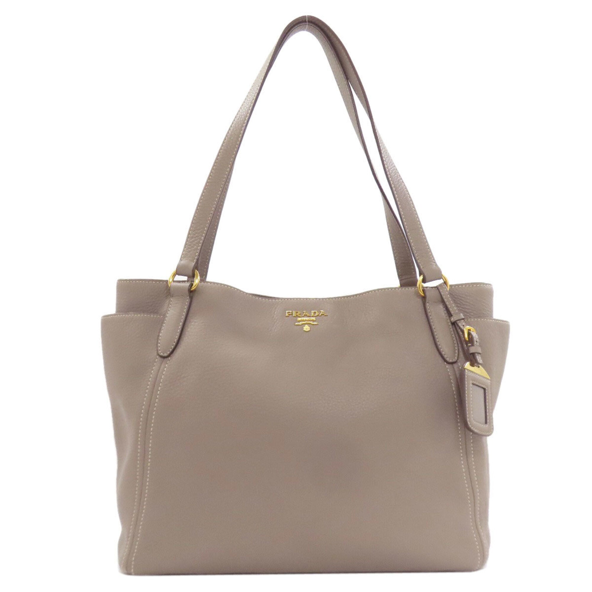 Prada Gray Leather Tote Bag (Pre-Owned)