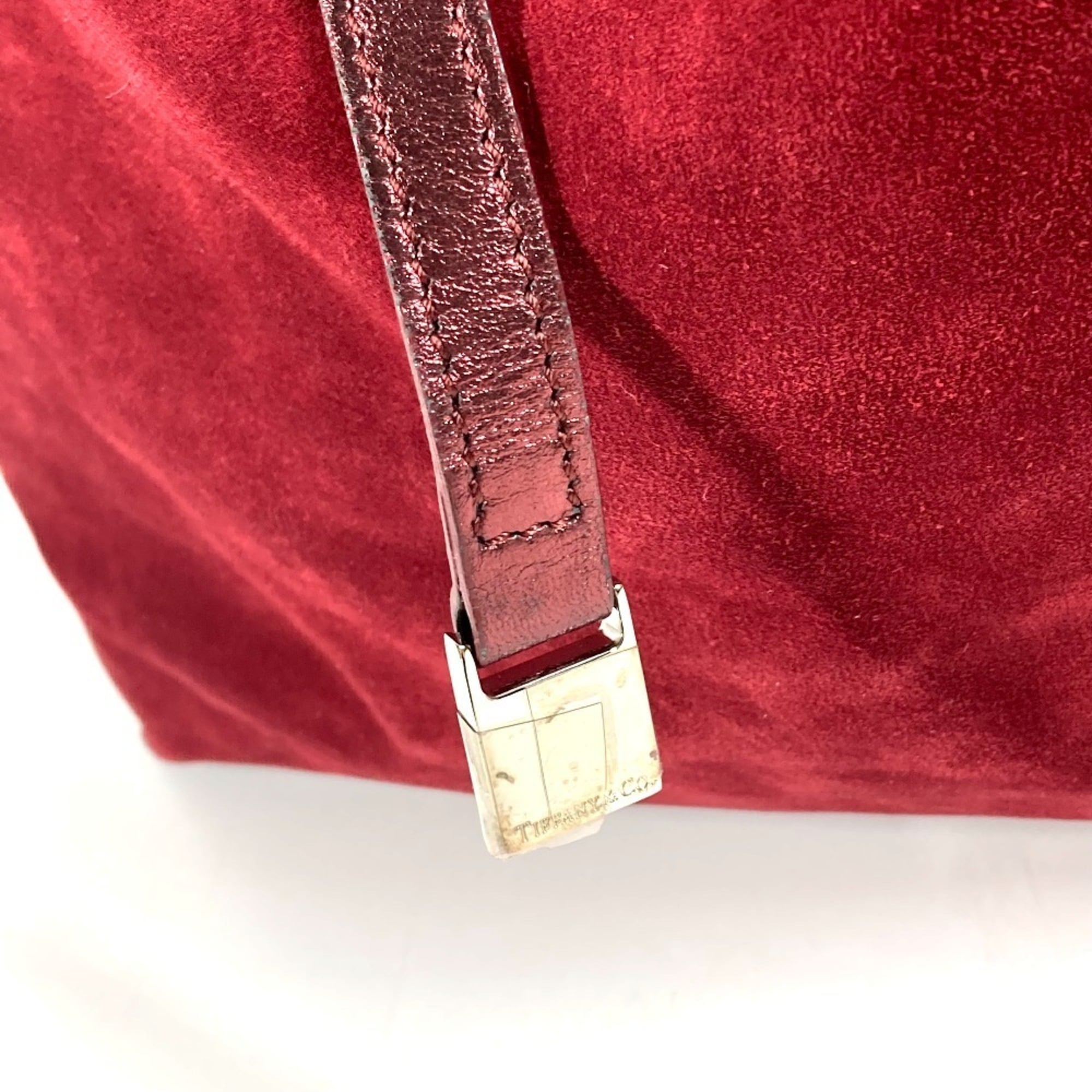 Tiffany Red Color Suede Leather Shoulder Bag Tote Bag (Pre-Owned)