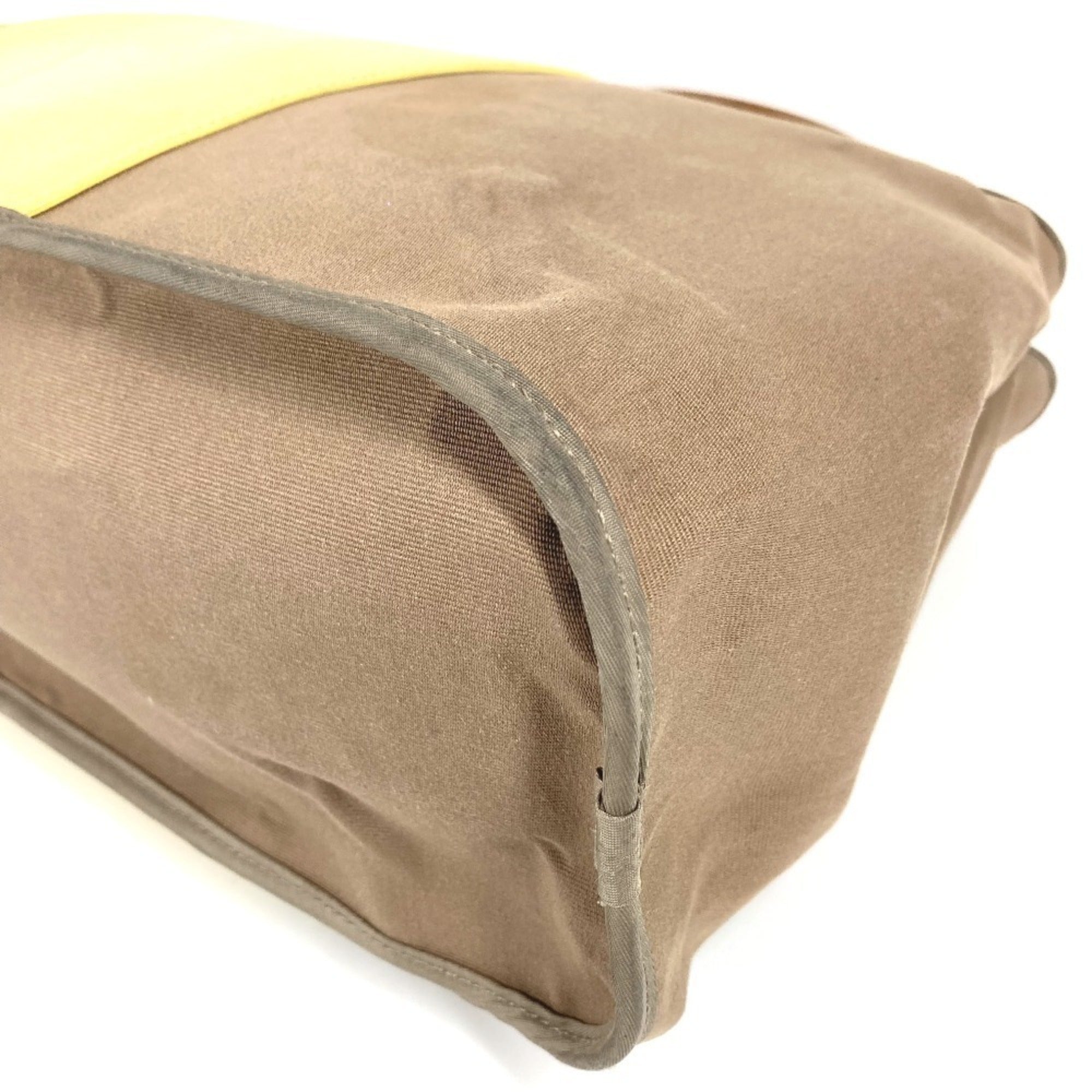 Hermes Beige Yellow Leather Canvas Shoulder Bag Tote Bag (Pre-Owned)