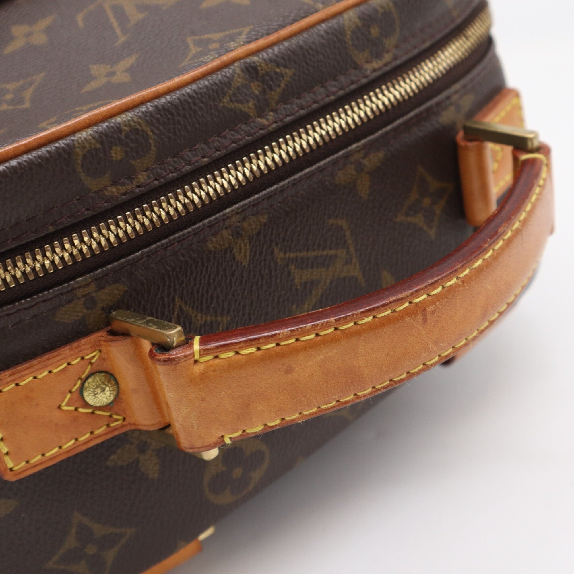 Louis Vuitton Beige Brown Coated Canvas Leather Shoulder Bag (Pre-Owned)