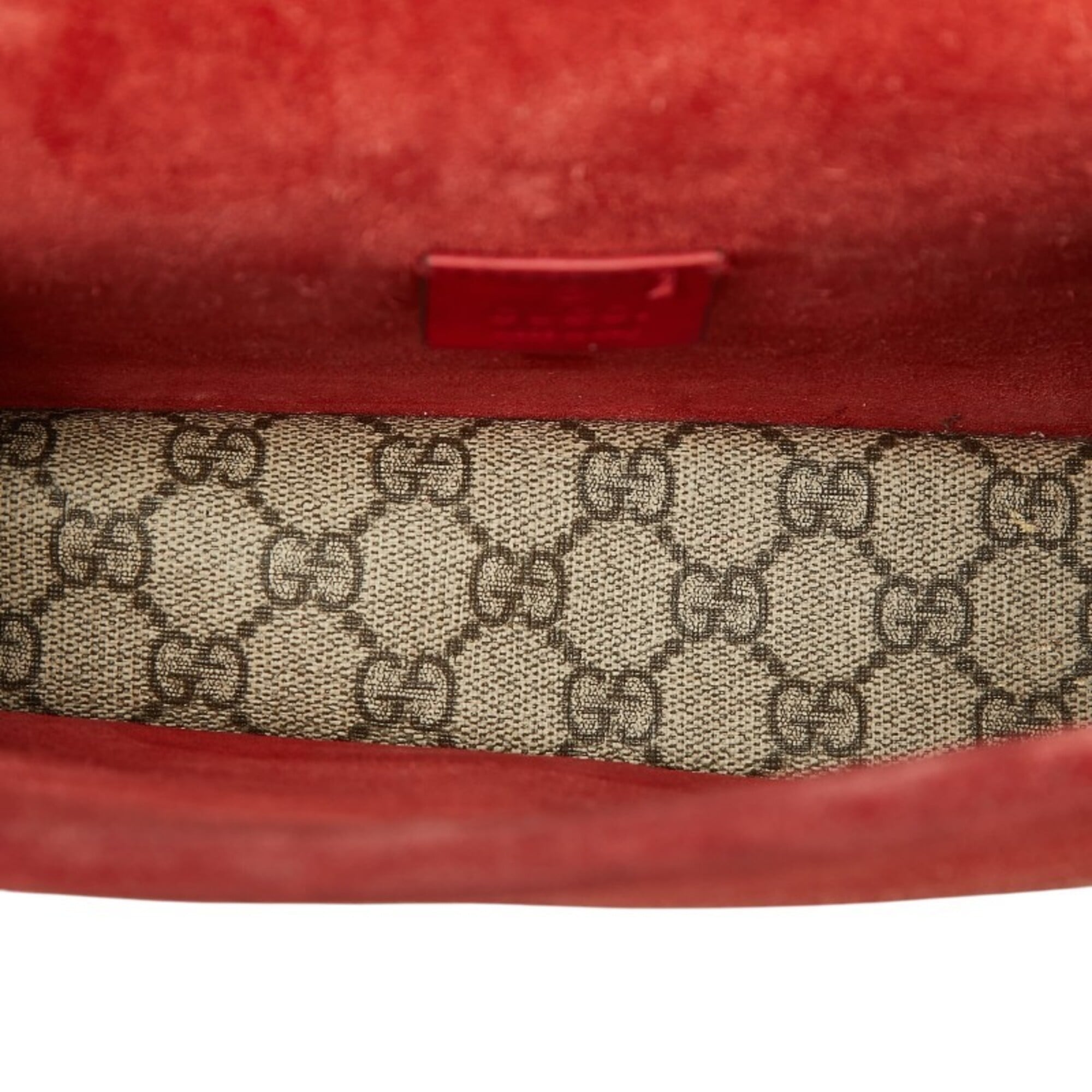 Gucci Beige Red Color Pvc Suede Shoulder Bag (Pre-Owned)