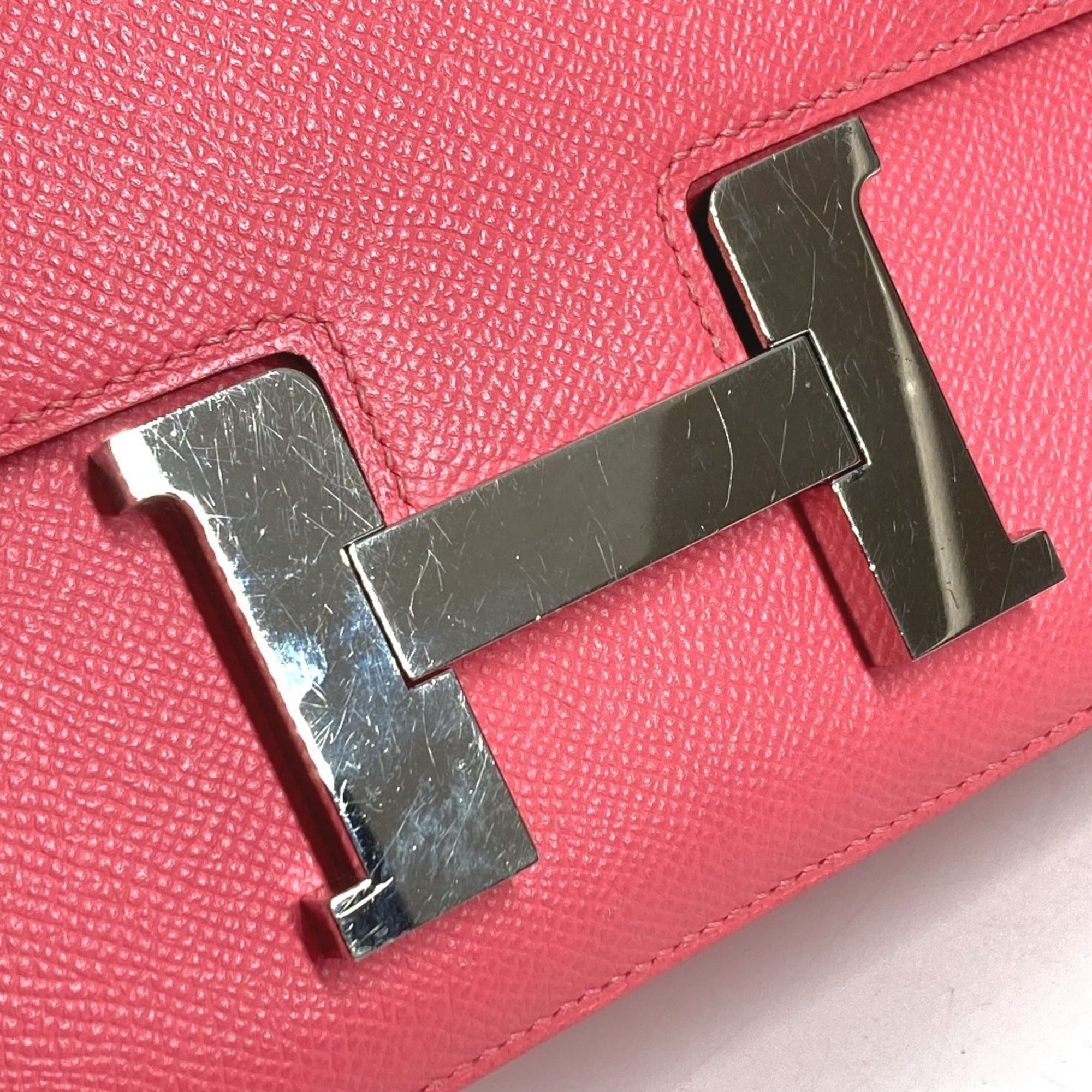 Hermes Pink Rose Azalee Epsom Leather Pochette Shoulder Bag (Pre-Owned)