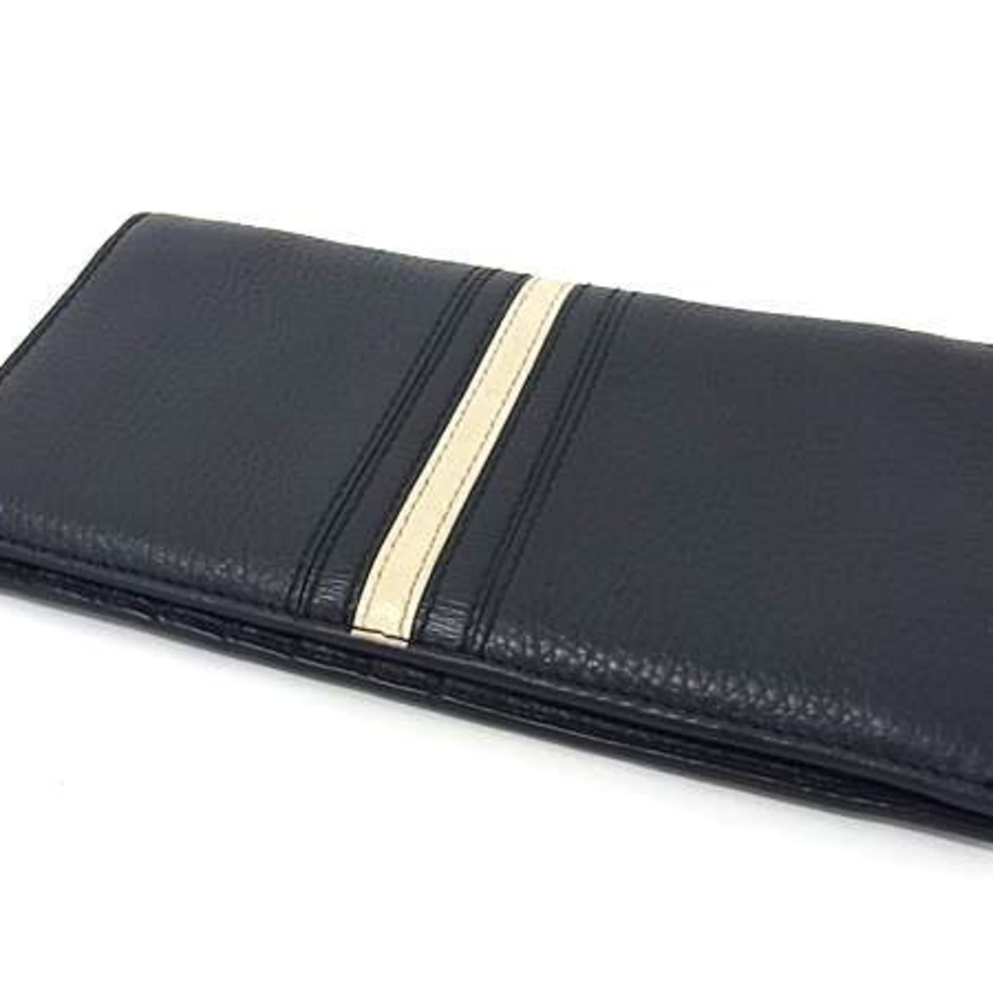 Bally Navy Leather Long Wallet (Bi-Fold) (Pre-Owned)