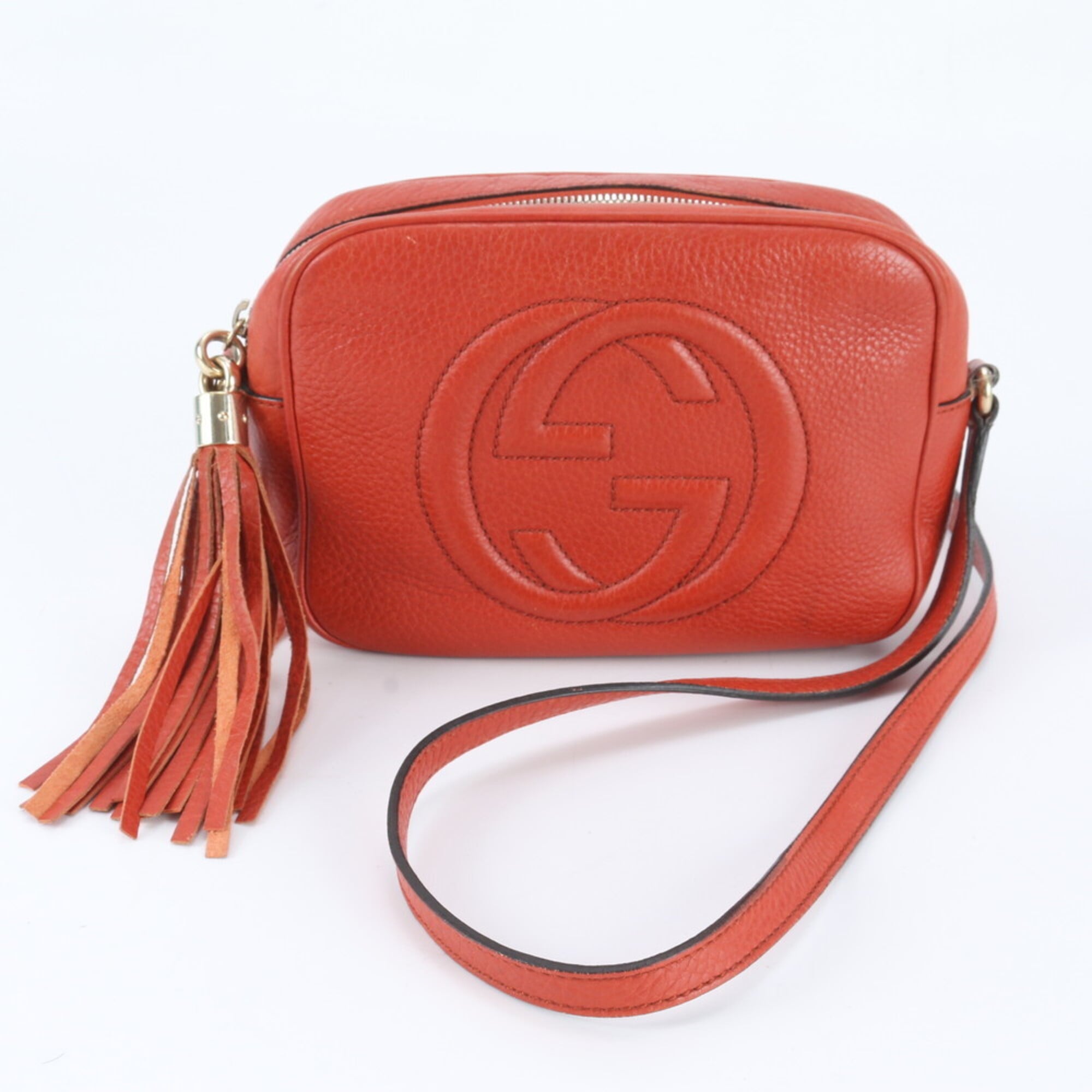Gucci Soho Red Color Leather Shoulder Bag (Pre-Owned)