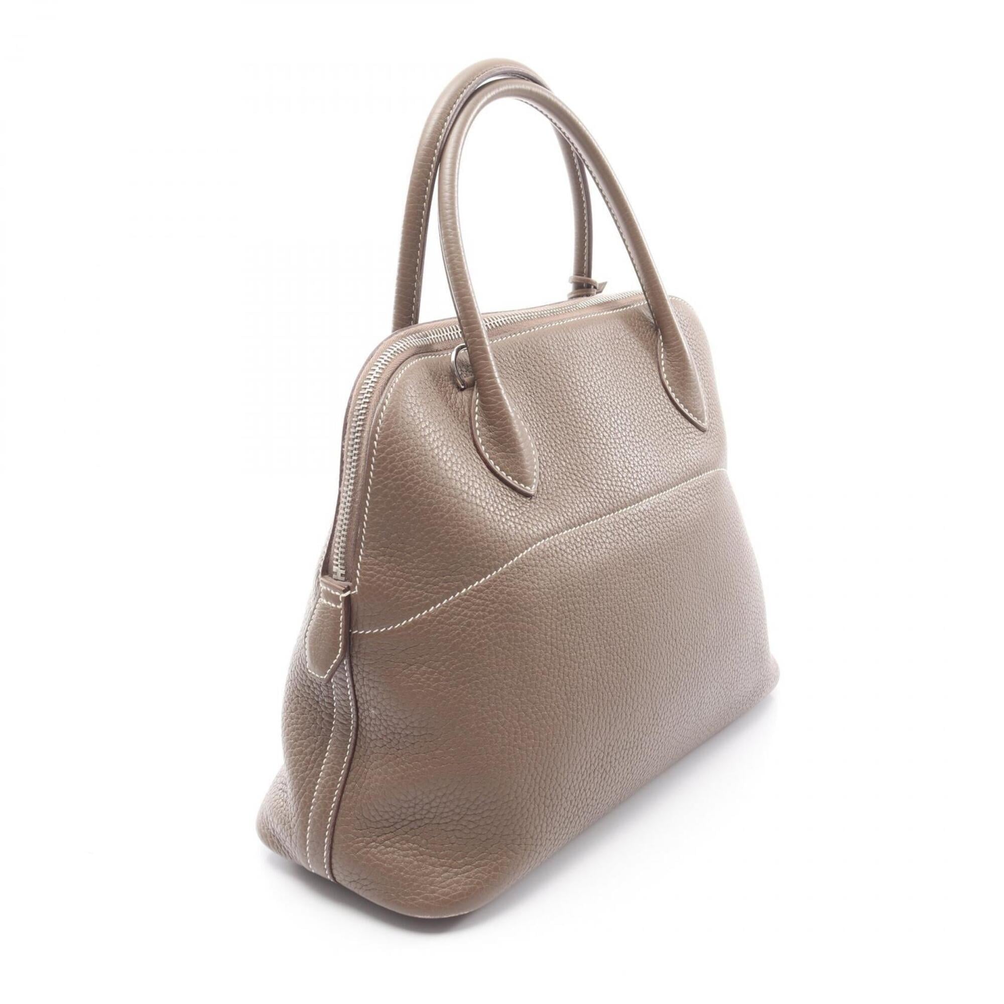 Hermes Etoupe Gray Gray Taurillon Clemence Leather Handbag (Pre-Owned)
