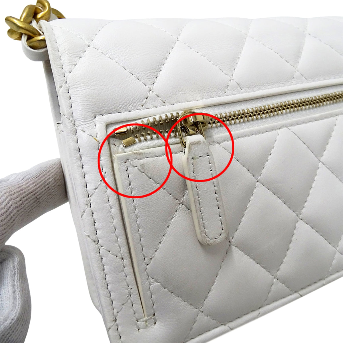 Chanel White Yellow Leather Handbag Shoulder Bag (Pre-Owned)