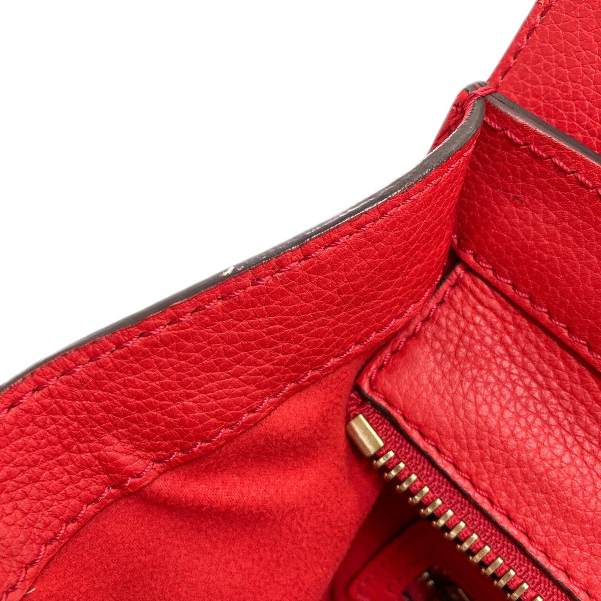Celine Luggage Red Color Leather Handbag (Pre-Owned)