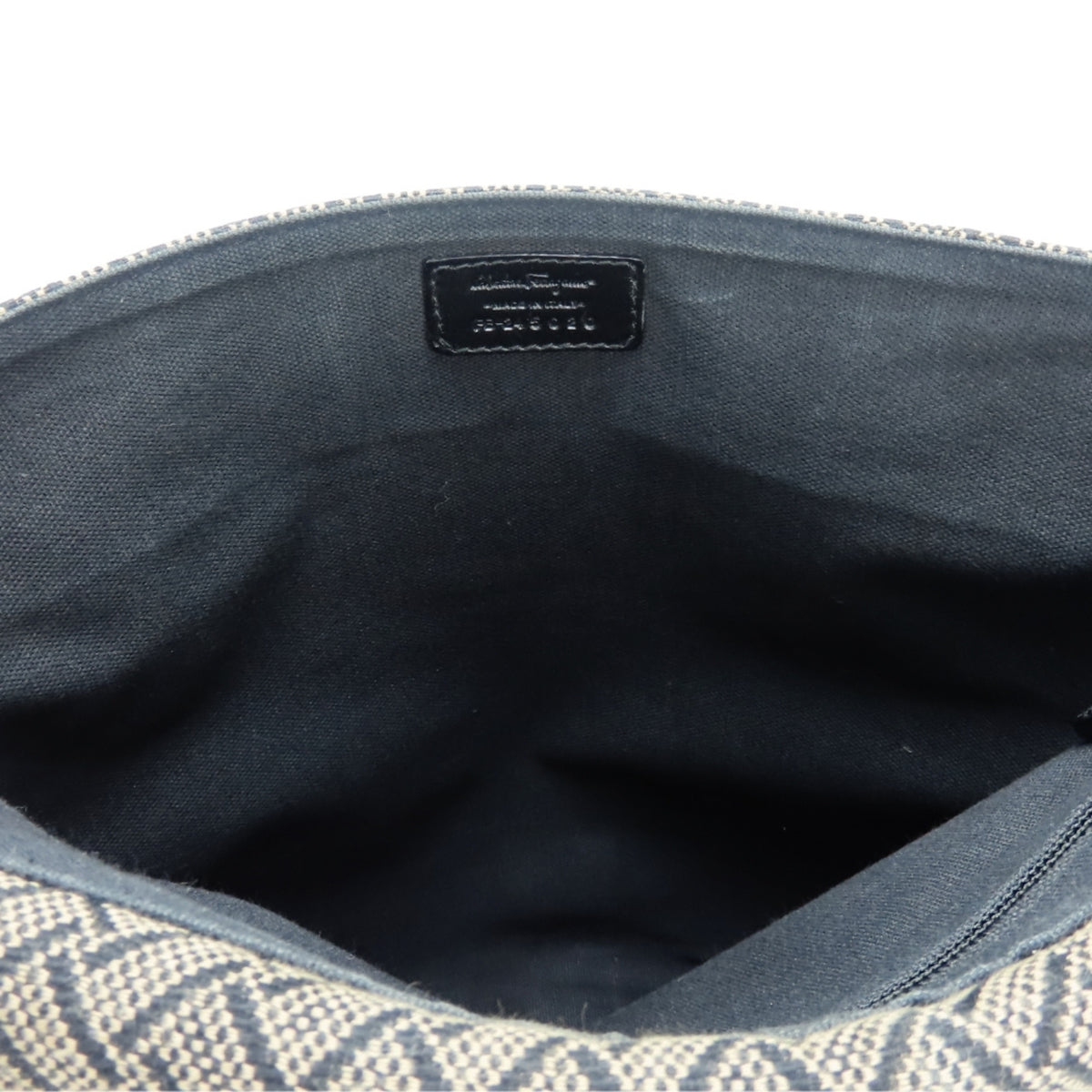 Salvatore Ferragamo Beige Black Canvas Leather Shoulder Bag (Pre-Owned)