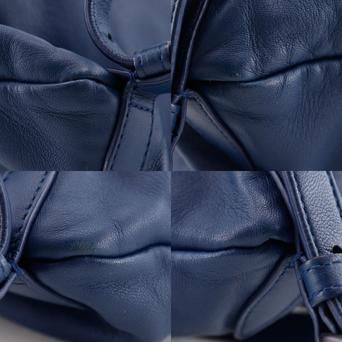 Bottega Veneta Intrecciato Blue Leather Backpack (Pre-Owned)