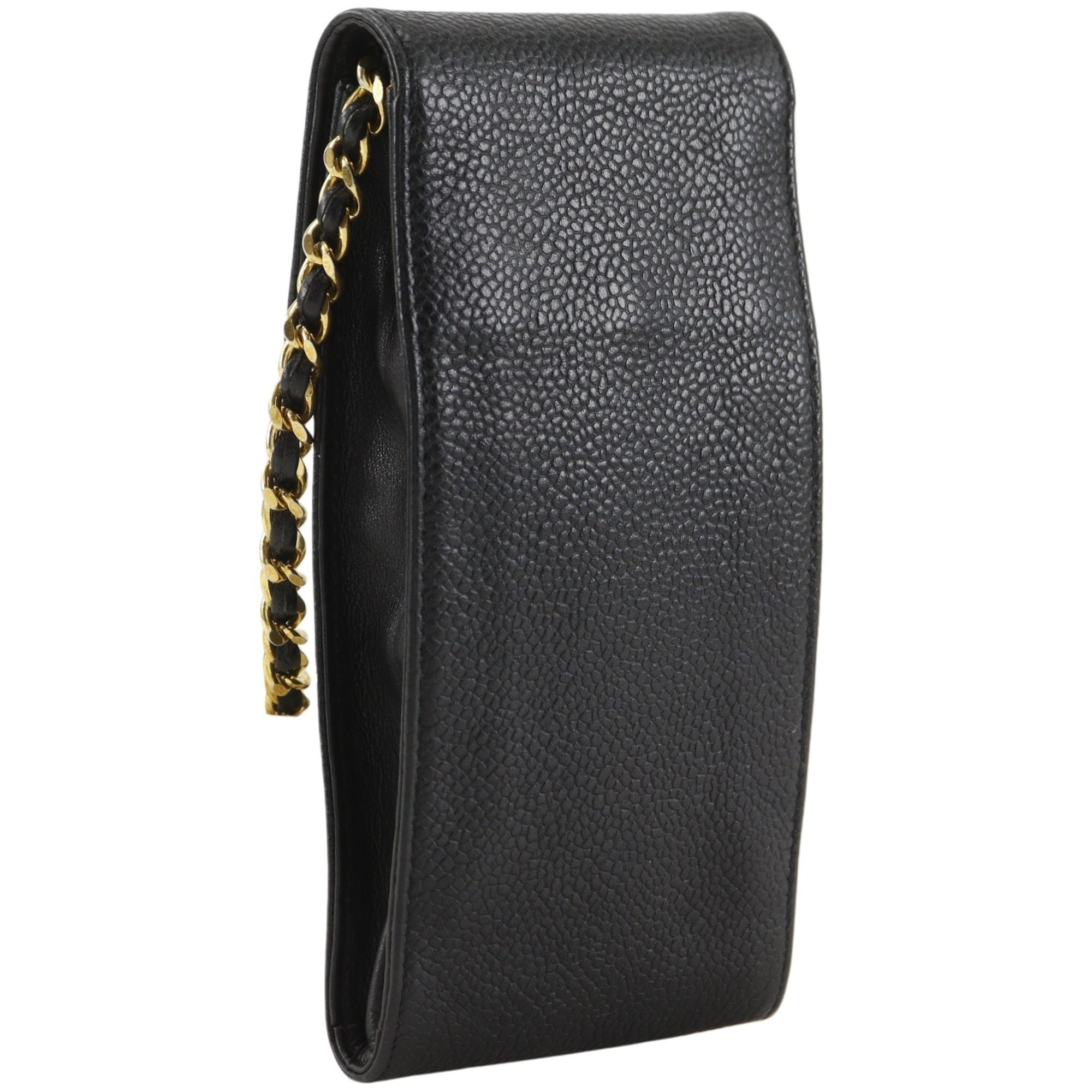 Chanel Black Grained Calfskin Pochette Shoulder Bag (Pre-Owned)
