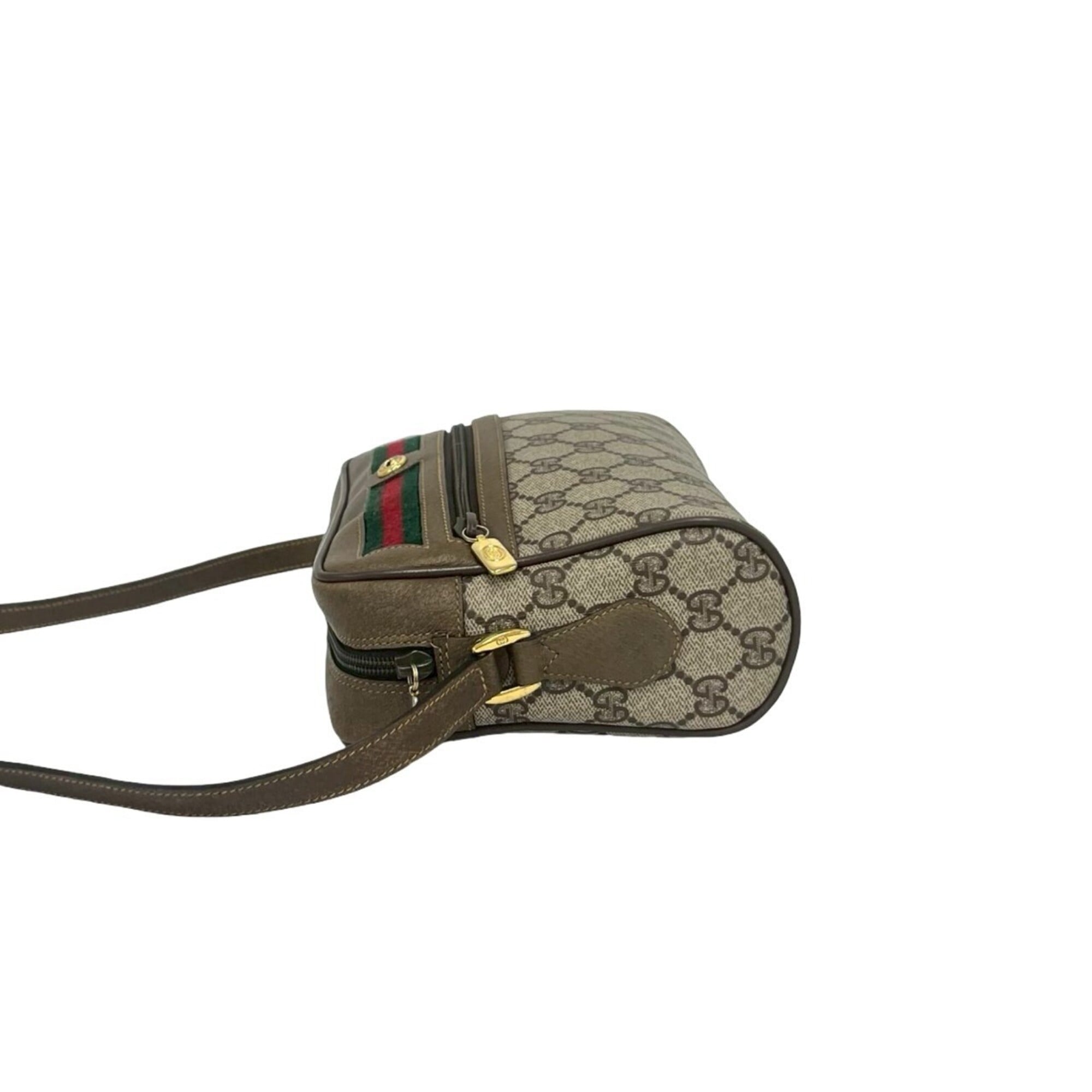 Gucci Brown Green Red Color Leather Pvc Pochette Shoulder Bag (Pre-Owned)