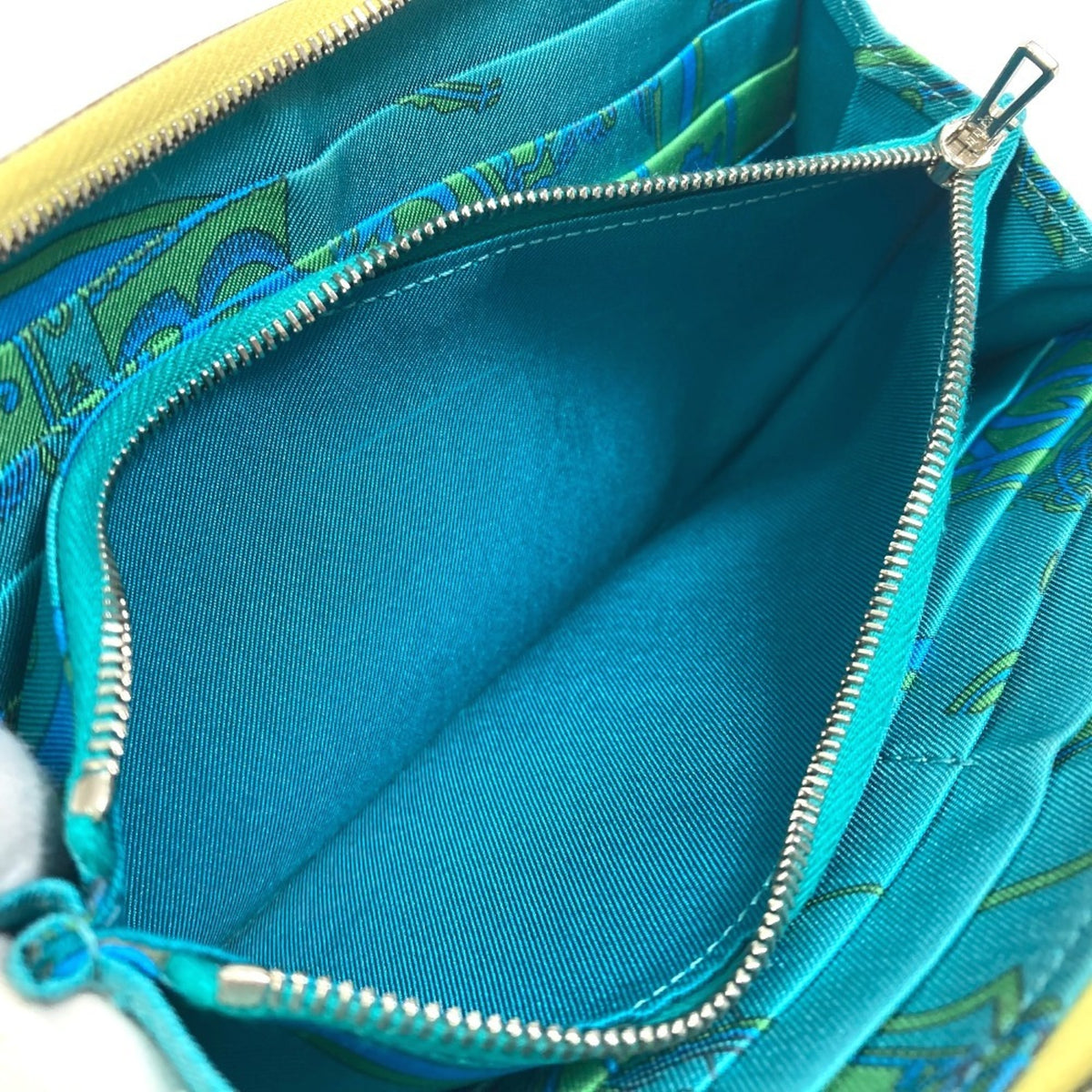 Hermes Silk'in Green Yellow Leather Long Wallet (Bi-Fold) (Pre-Owned)
