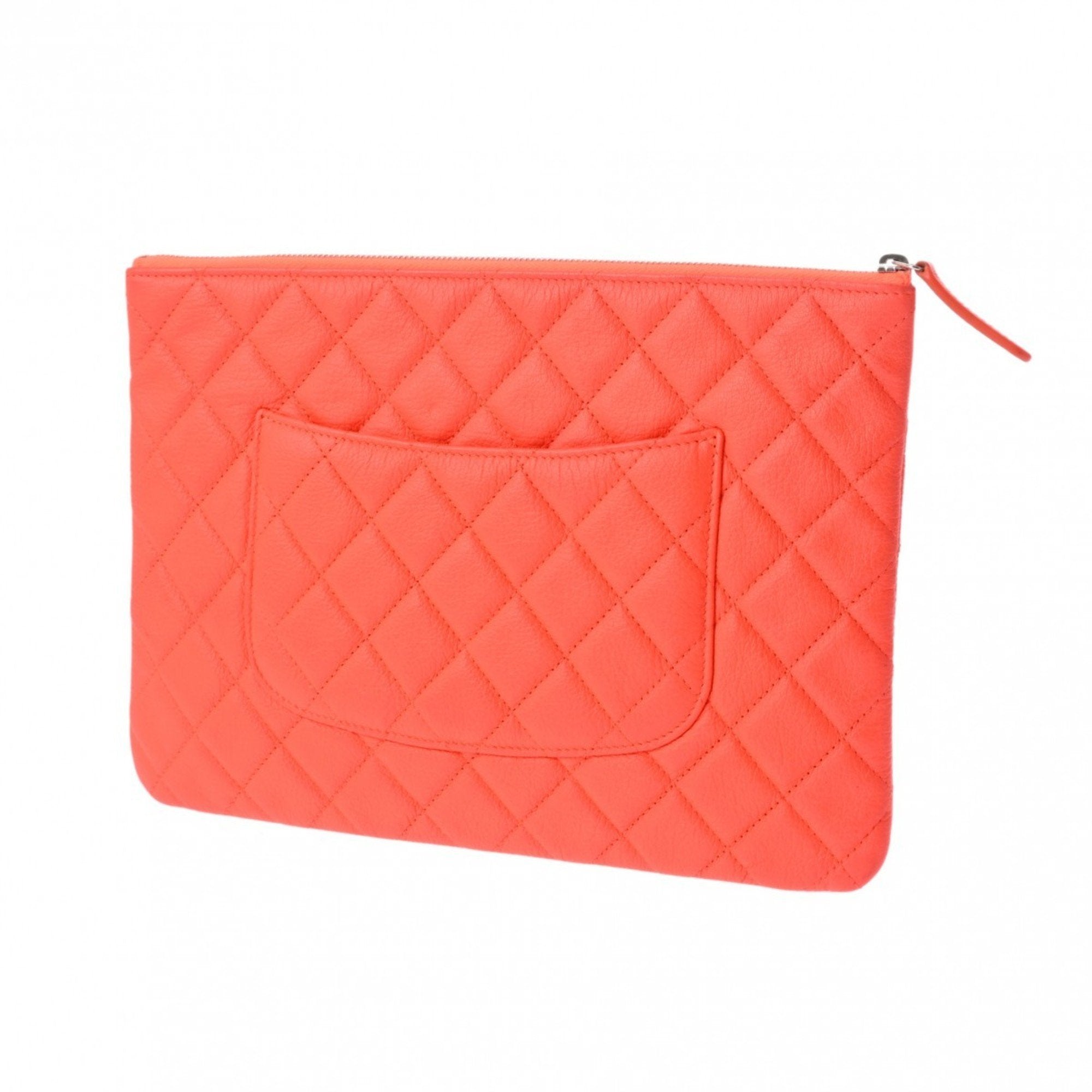 Chanel Orange Leather Clutch Bag (Pre-Owned)