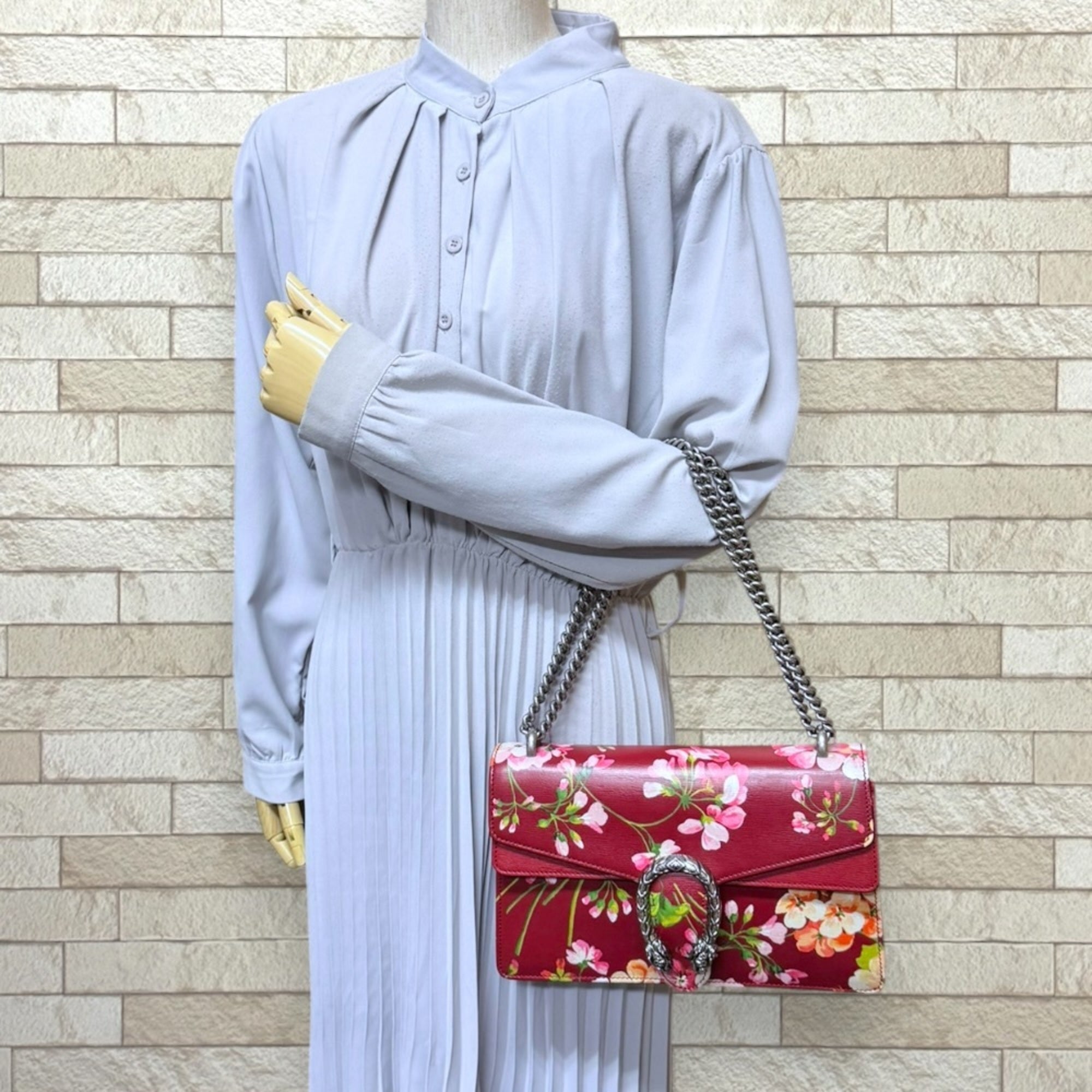 Gucci Gg Blooms Red Color Leather Handbag Shoulder Bag (Pre-Owned)