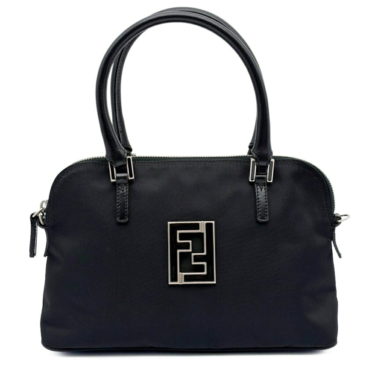 Fendi Black Nylon Leather Tote Bag (Pre-Owned)