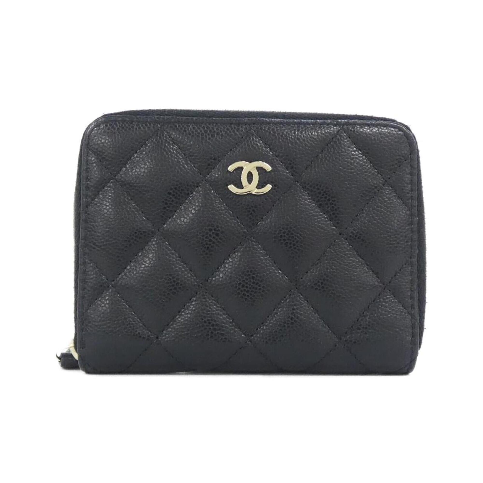 Chanel Black Grained Calfskin Wallet (Bi-Fold) (Pre-Owned)