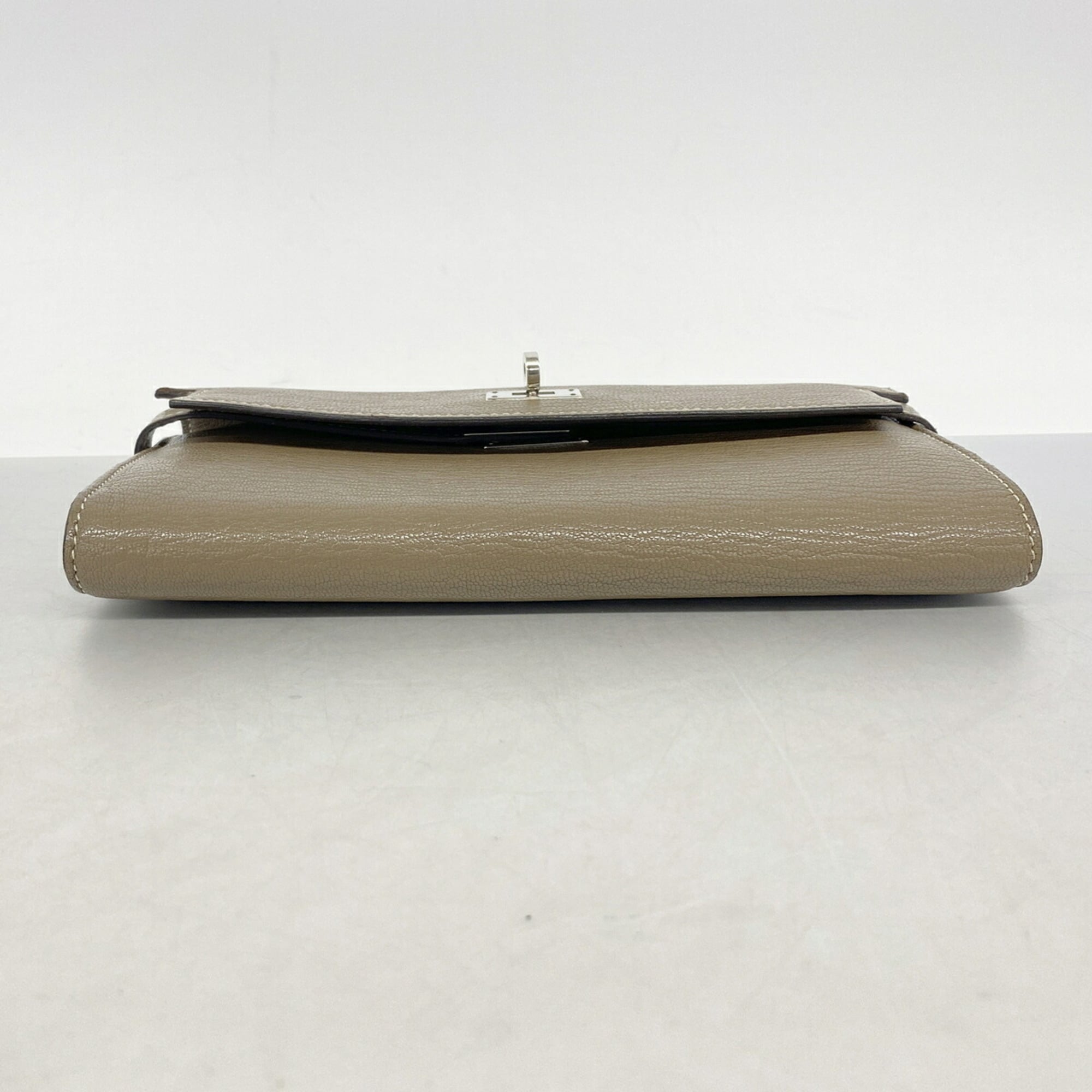 Hermes Etoupe Gray Chevre Myzore Leather Long Wallet (Bi-Fold) (Pre-Owned)