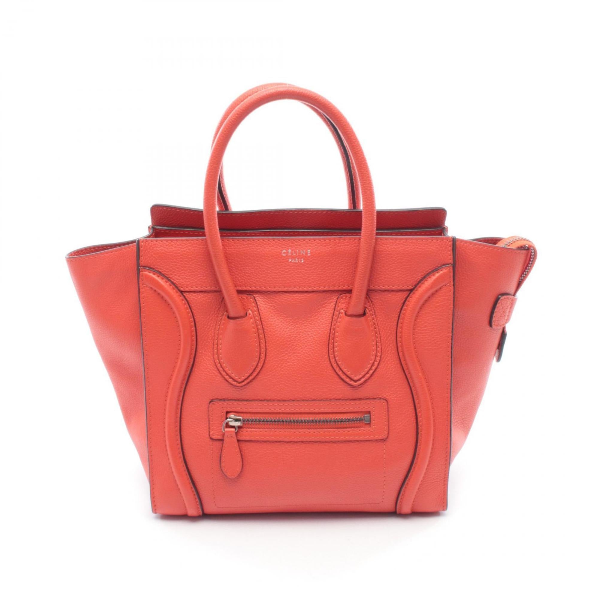 Celine Red Color Leather Handbag Tote Bag (Pre-Owned)