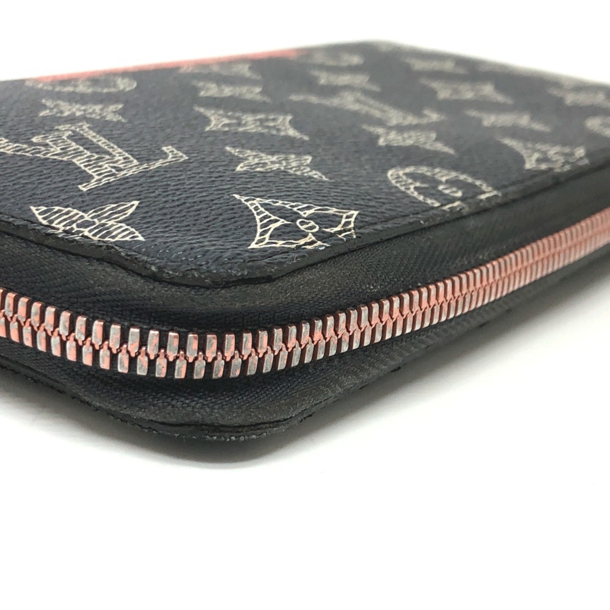 Louis Vuitton Black Navy Red Color Canvas Long Wallet (Bi-Fold) (Pre-Owned)
