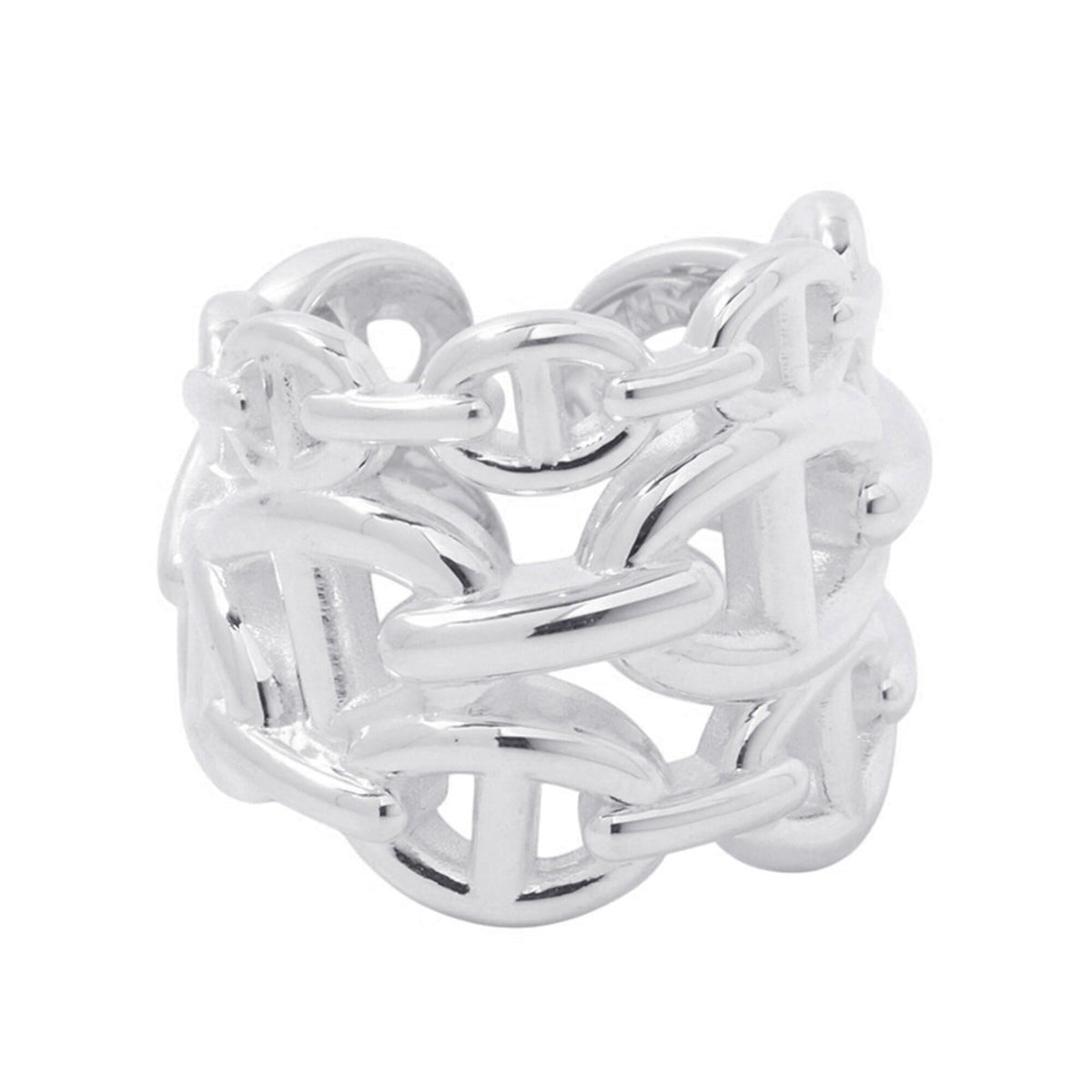 Hermes Silver 925 Band Ring (Pre-Owned)