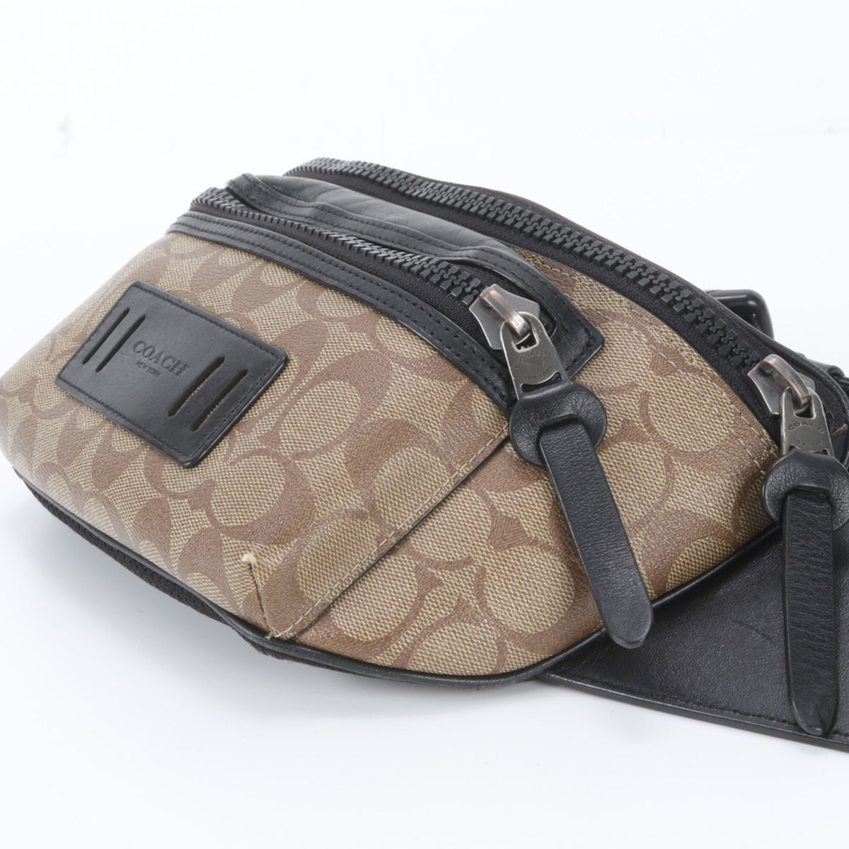 Coach Brown Leather Coated Canvas Pouch Shoulder Bag Sling Bag (Pre-Owned)
