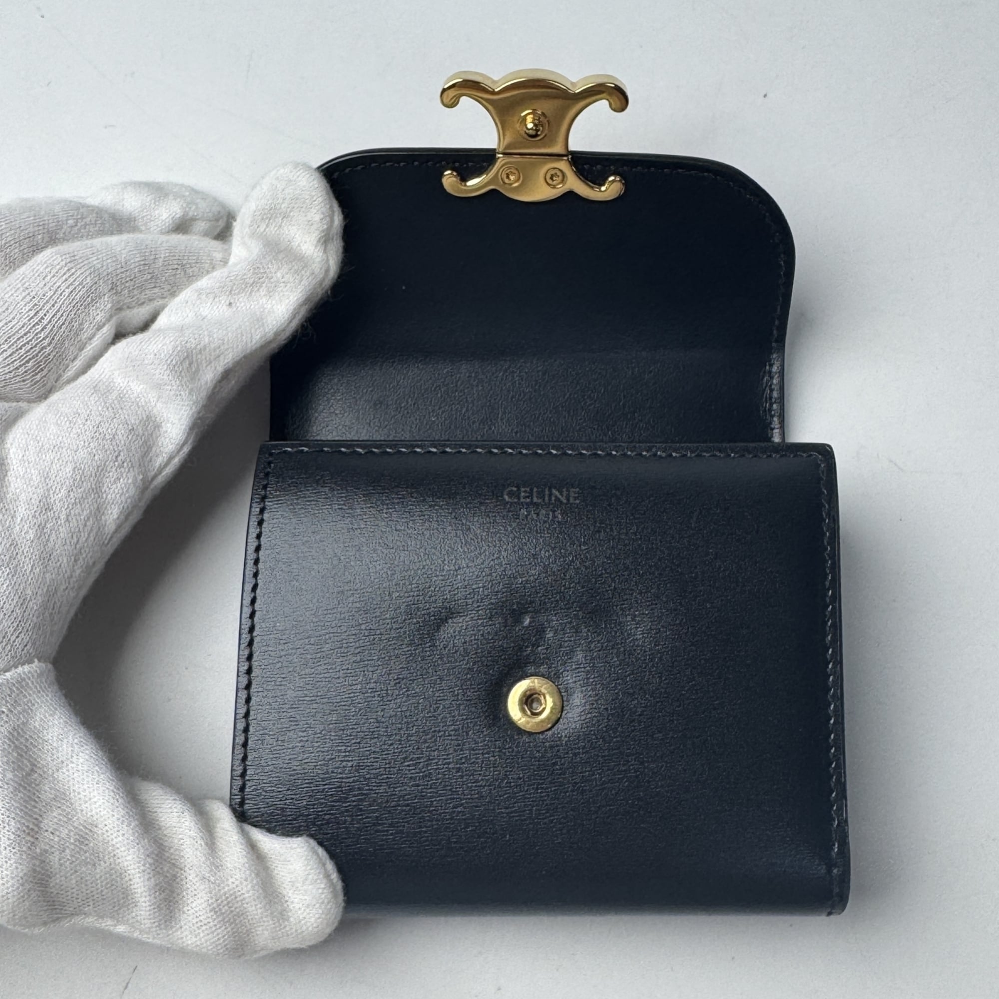 Celine Black Leather Wallet (Tri-Fold) (Pre-Owned)