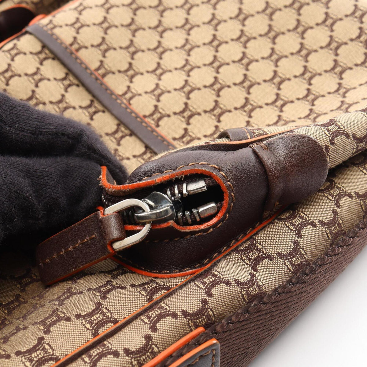 Celine Beige Brown Canvas Leather Handbag Shoulder Bag (Pre-Owned)