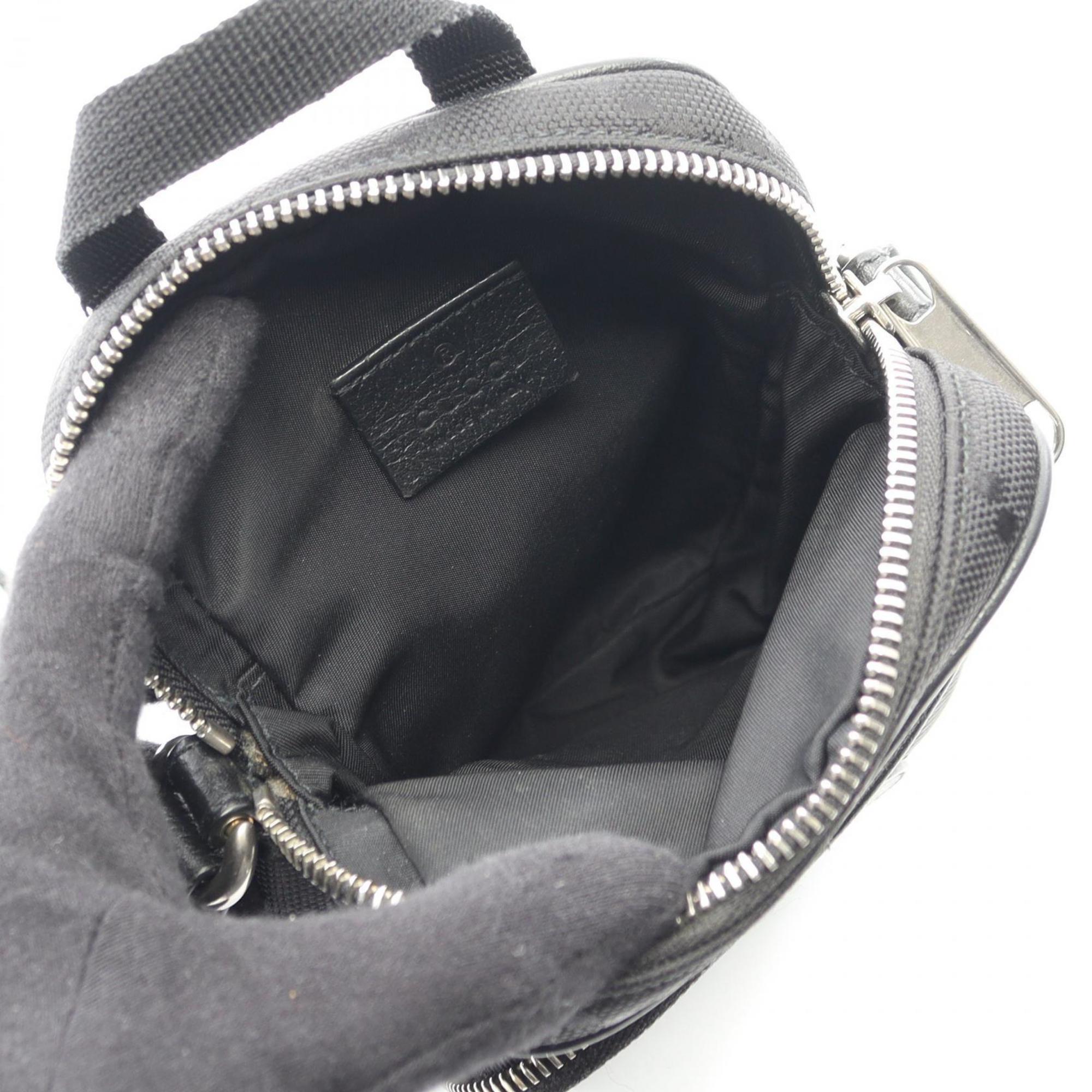 Gucci Black Leather Nylon Canvas Shoulder Bag (Pre-Owned)