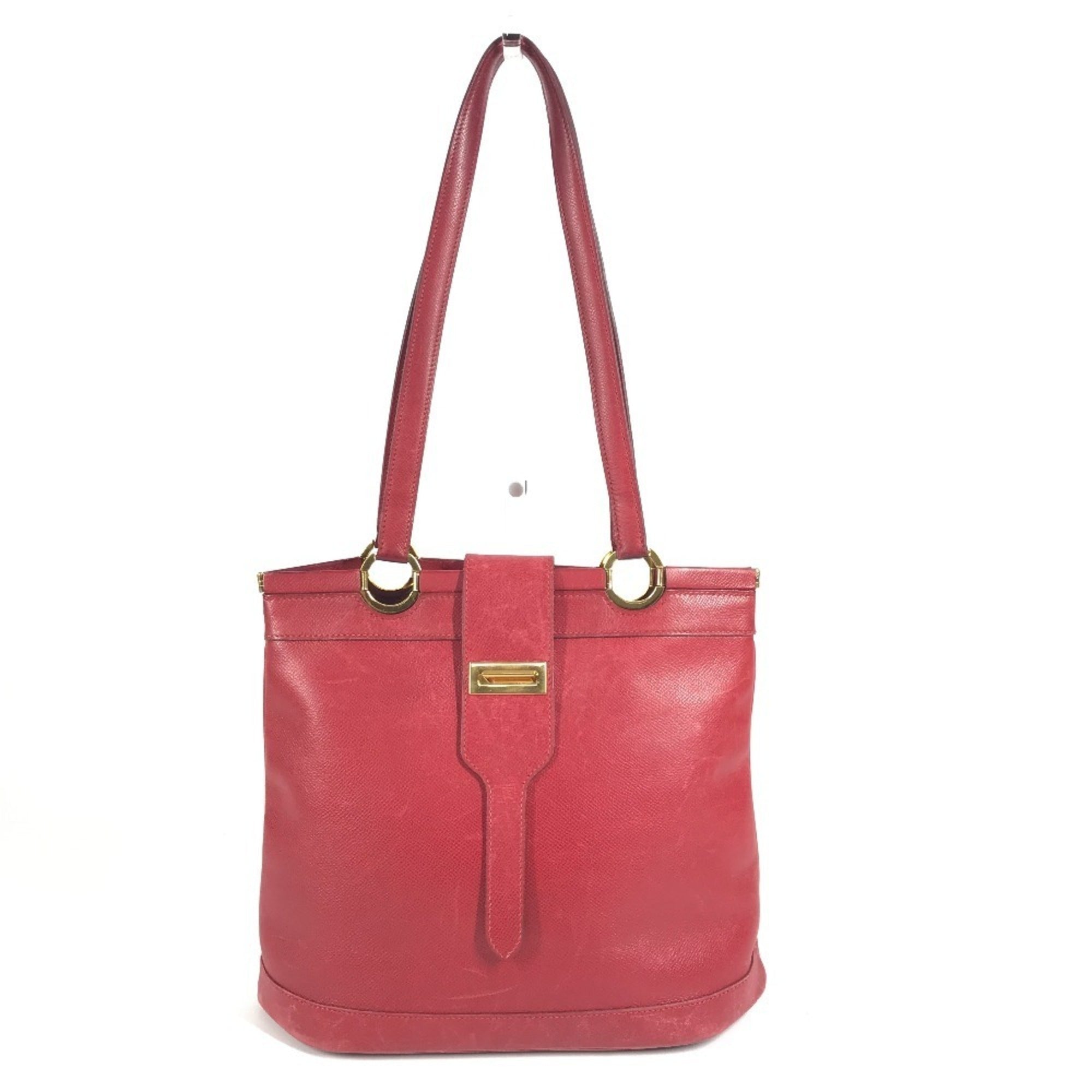 Hermes Red Color Courchevel Leather Shoulder Bag Tote Bag (Pre-Owned)