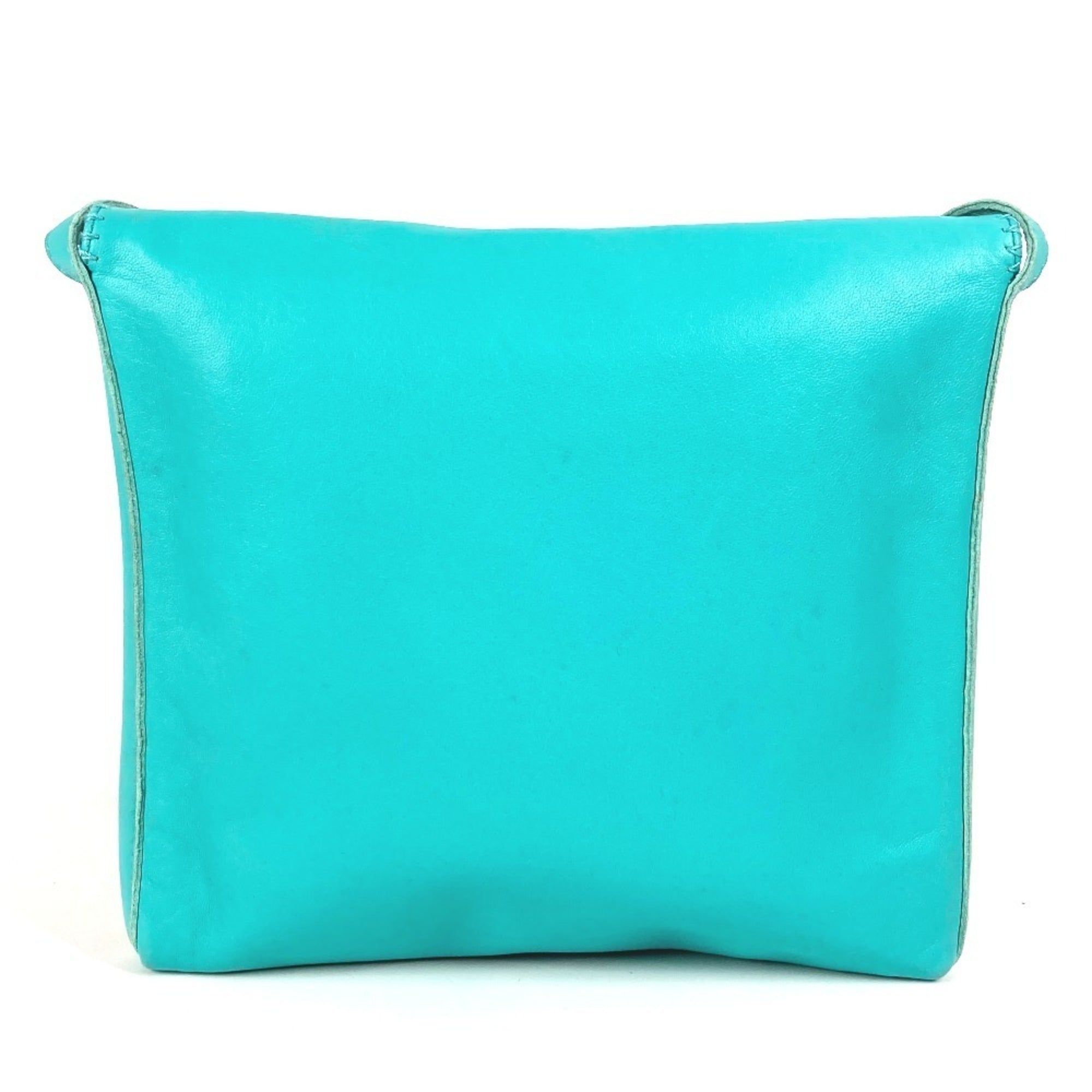 Hermes Turquoise Leather Pochette Shoulder Bag (Pre-Owned)