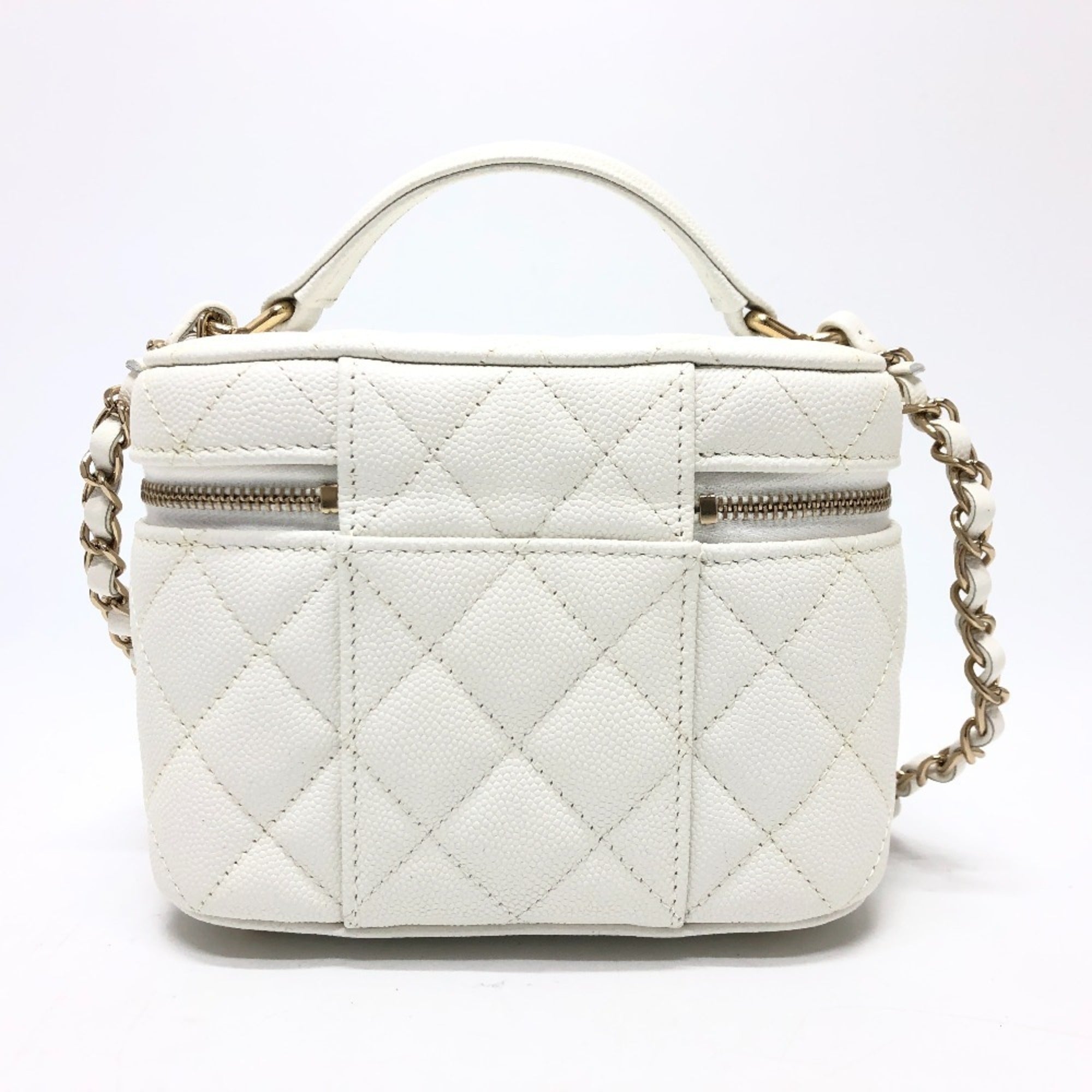 Chanel Caviar Skin White Caviar Leather Handbag Shoulder Bag Vanity Bag (Pre-Owned)