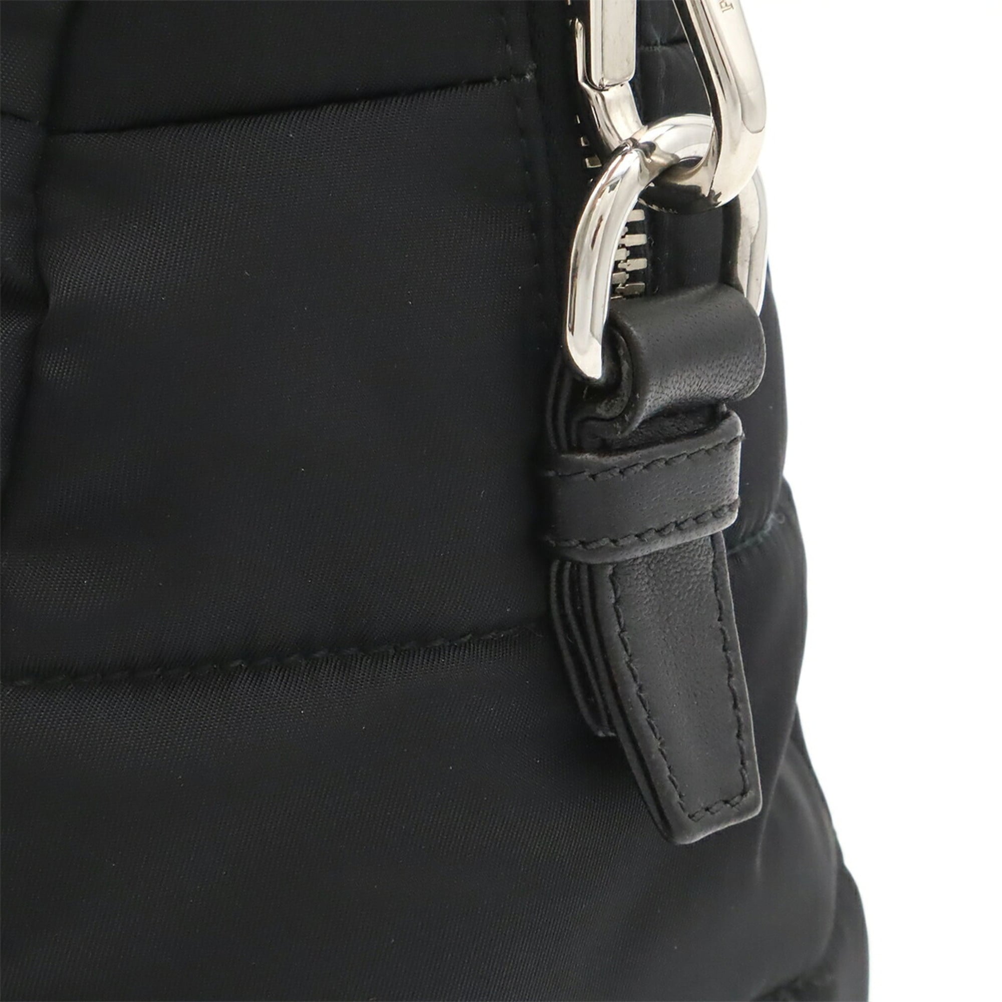 Prada Black Nero Nylon Leather Boston Bag Handbag Shoulder Bag (Pre-Owned)