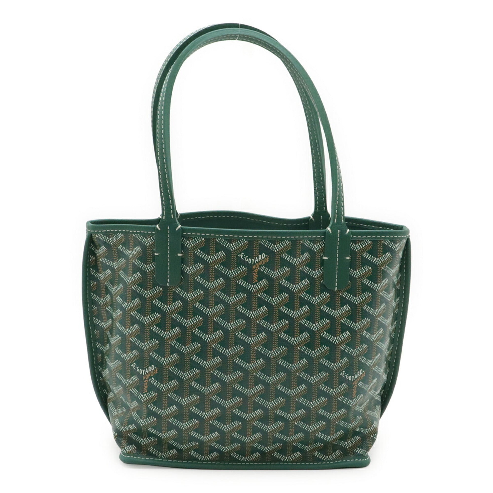 Goyard Green White Coated Canvas Handbag Pouch Tote Bag (Pre-Owned)