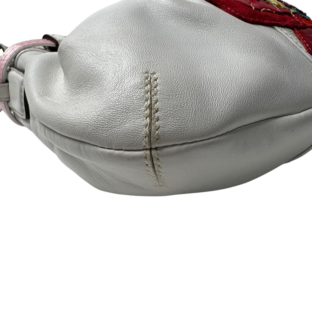 Coach Red Color White Leather Shoulder Bag (Pre-Owned)