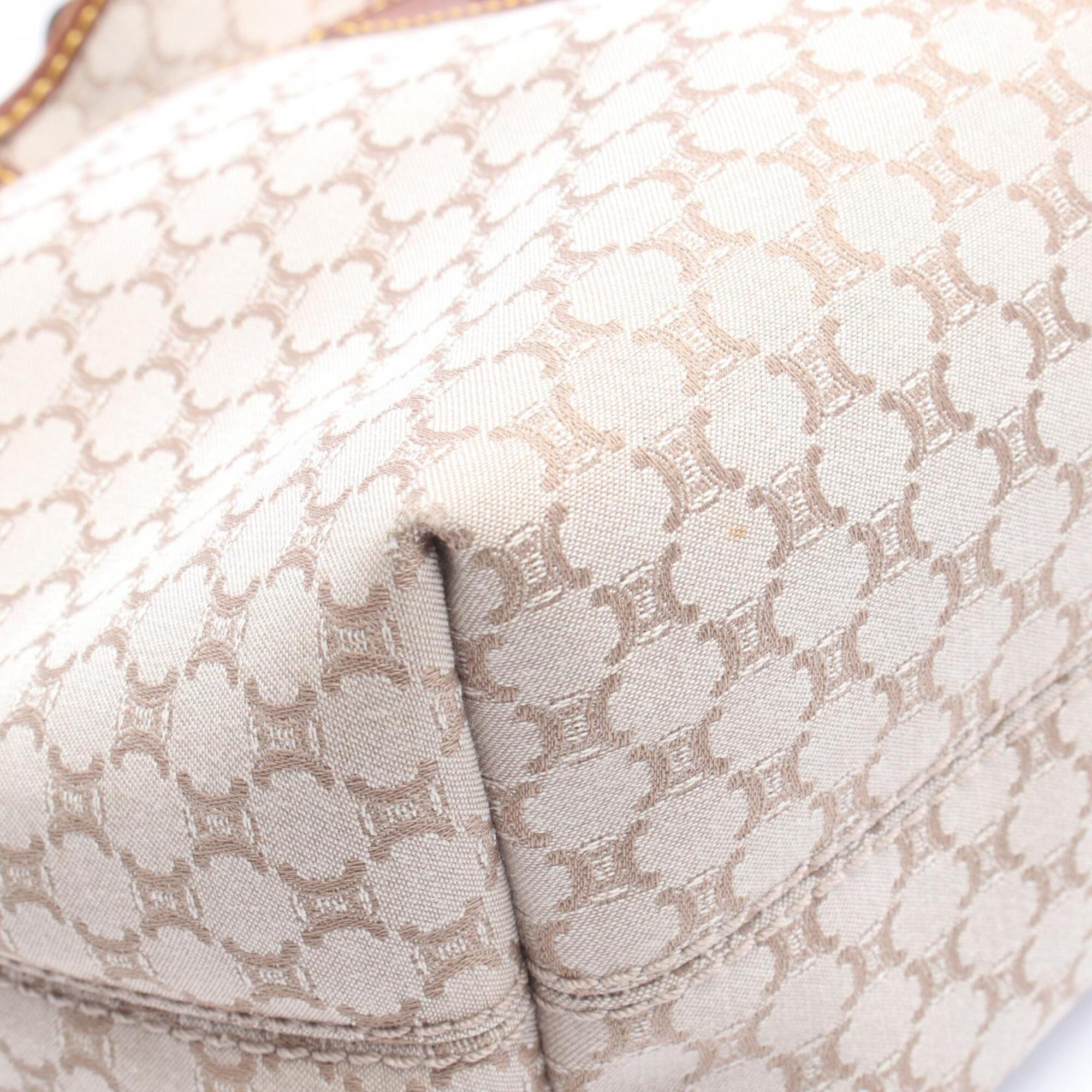 Celine Beige Brown Canvas Leather Handbag (Pre-Owned)