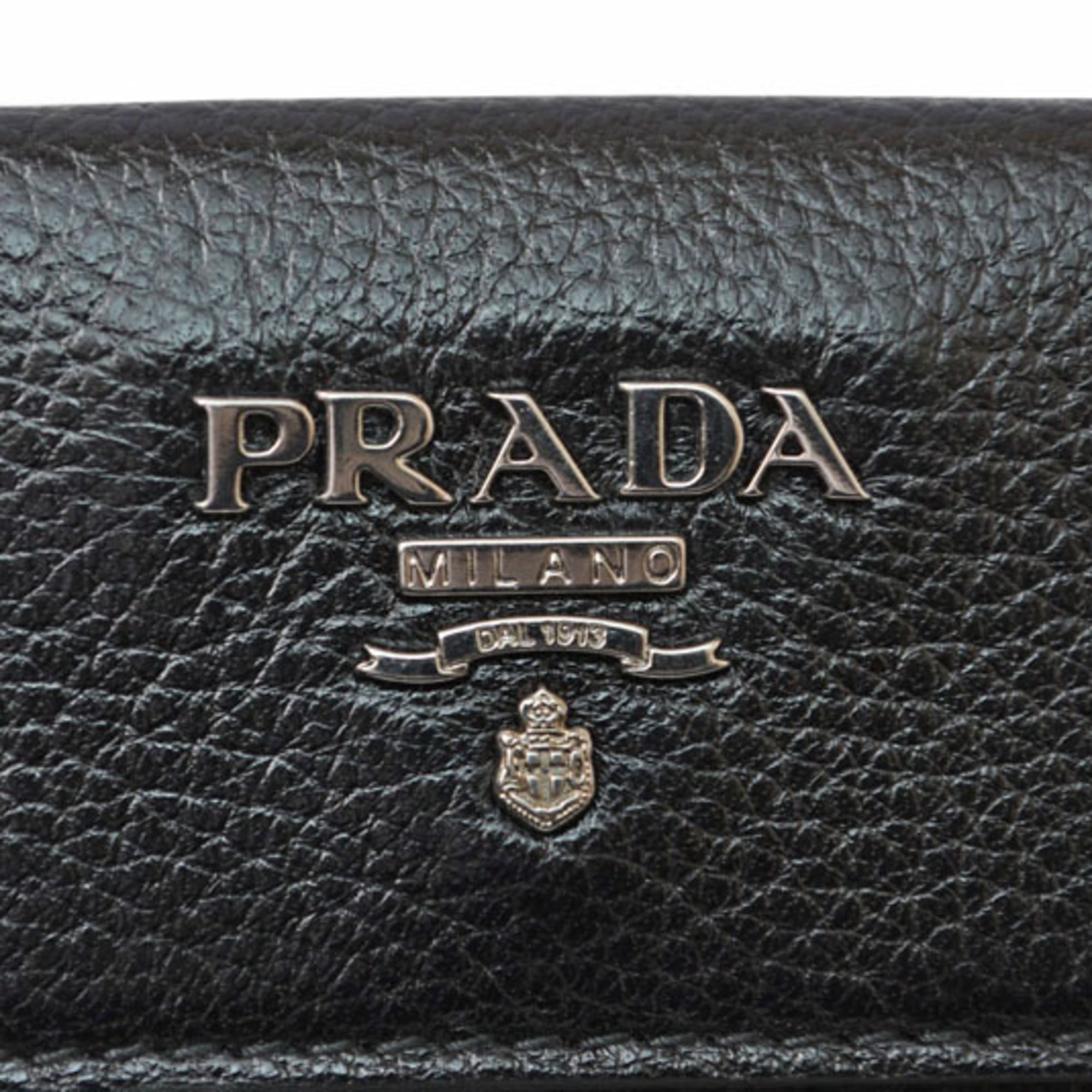 Prada Black Leather Wallet (Tri-Fold) (Pre-Owned)