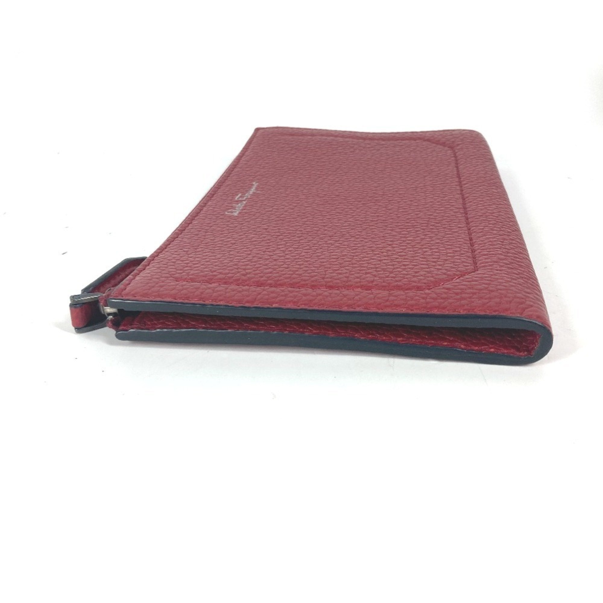 Salvatore Ferragamo Red Color Leather Clutch Bag Pouch (Pre-Owned)