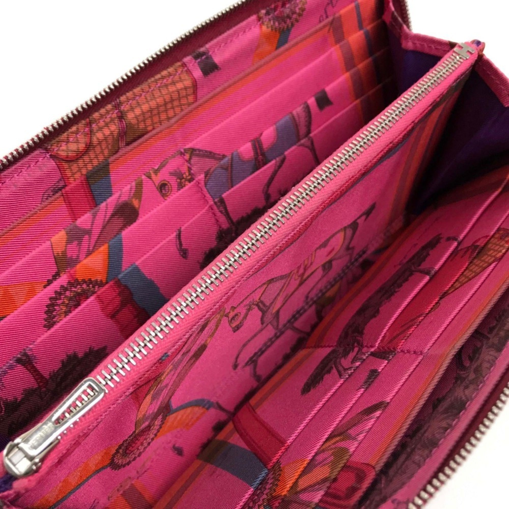 Hermes Silk'in Ruby Epsom Leather Long Wallet (Bi-Fold) (Pre-Owned)