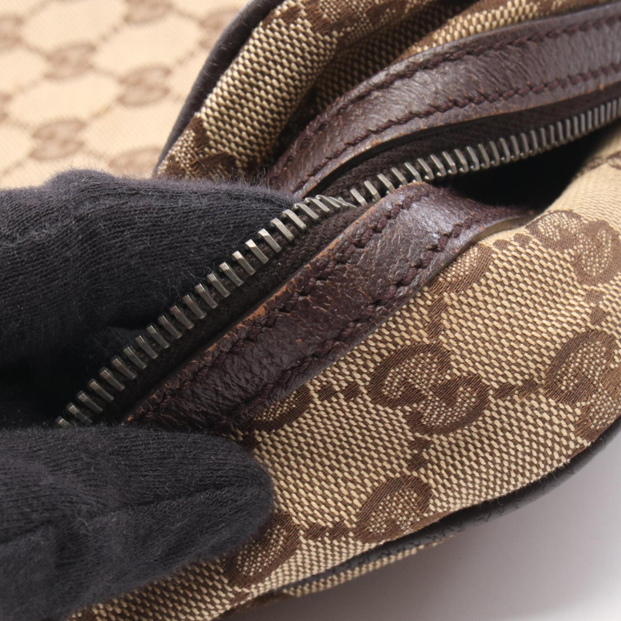 Gucci Beige Brown Multi-Color Canvas Leather Tote Bag (Pre-Owned)