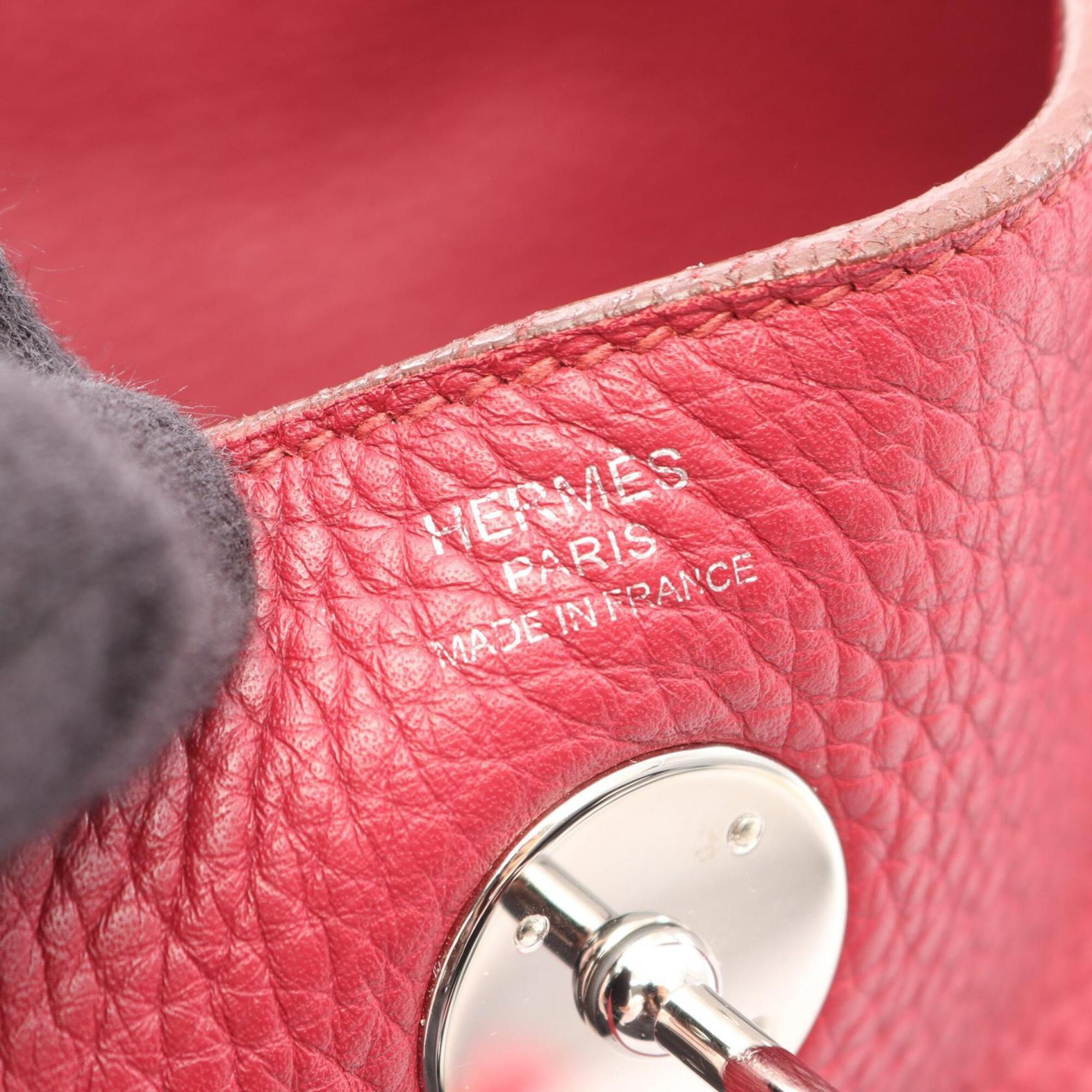 Hermes Bordeaux Ruby Taurillon Clemence Leather Handbag Shoulder Bag (Pre-Owned)