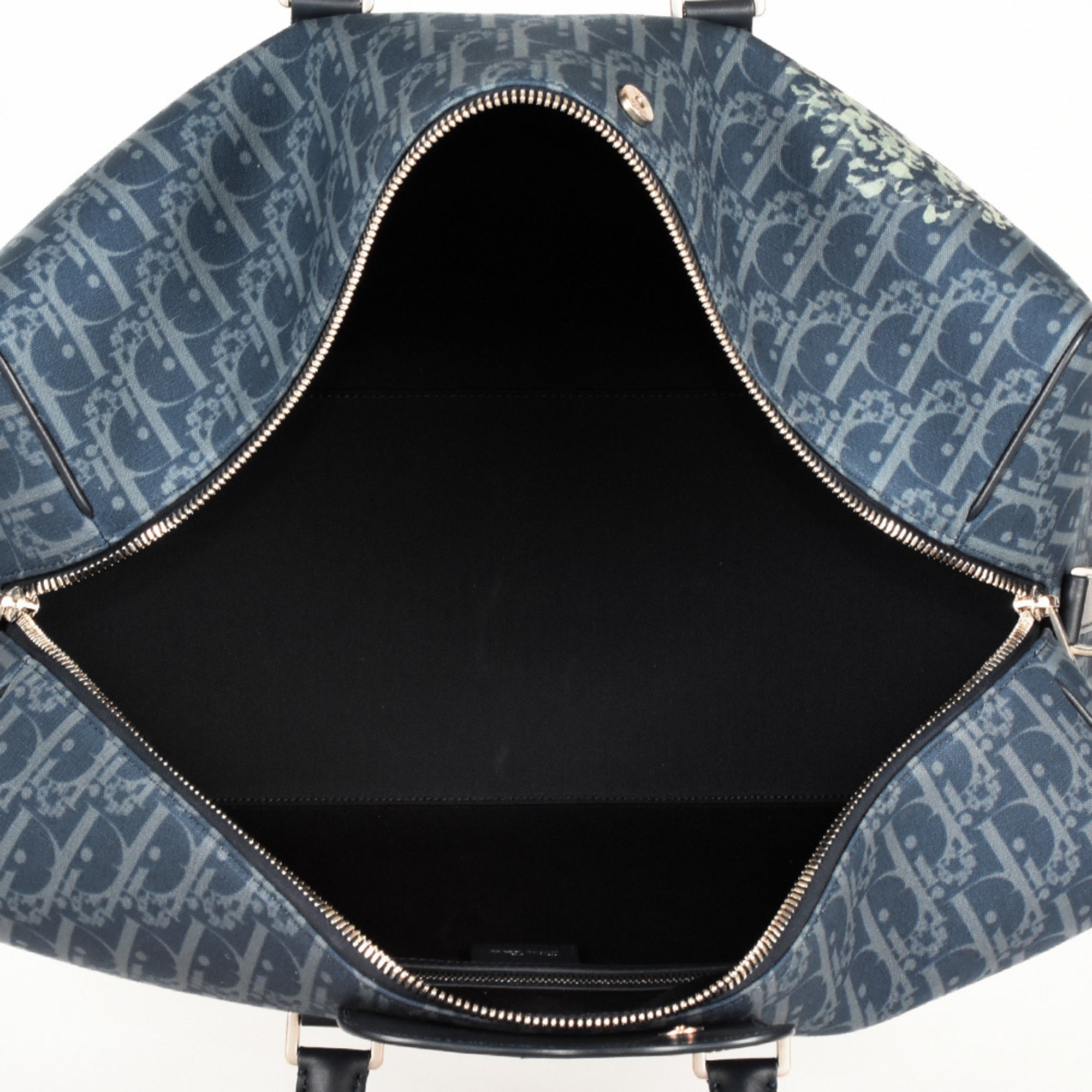 Christian Dior Navy Leather Cotton Denim Boston Bag (Pre-Owned)