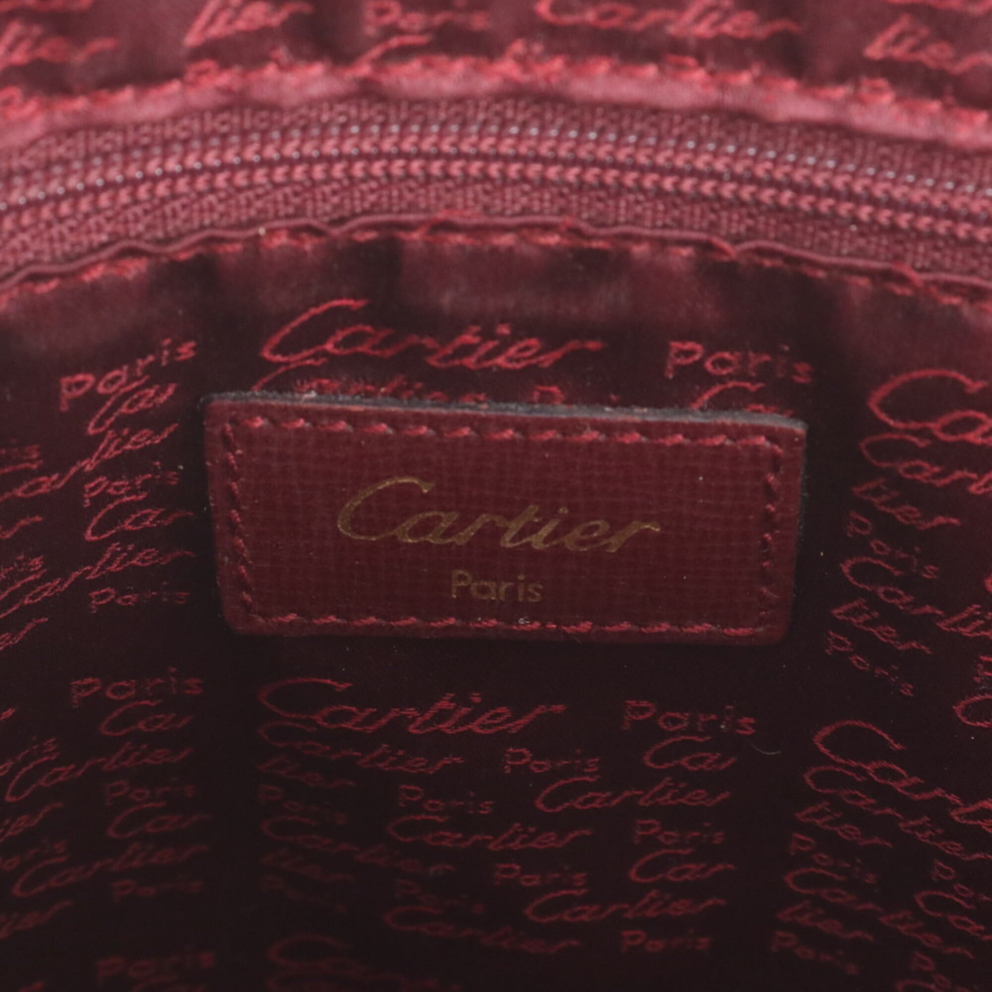 Cartier Wine Red Leather Handbag Shoulder Bag (Pre-Owned)