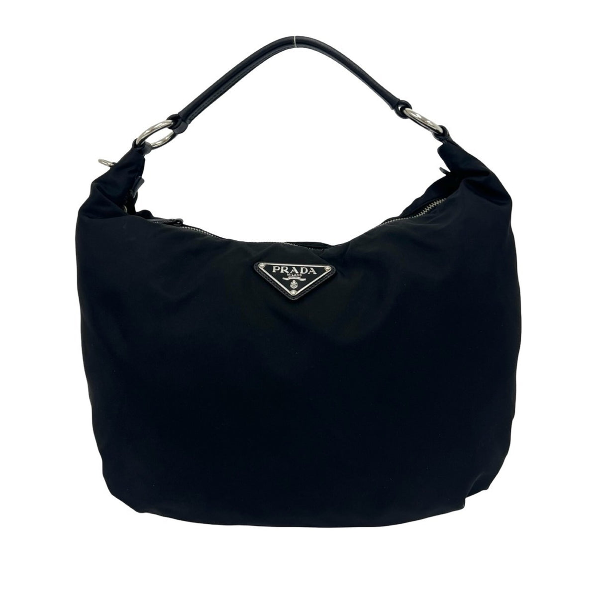 Prada Black Nylon Leather Handbag Shoulder Bag (Pre-Owned)