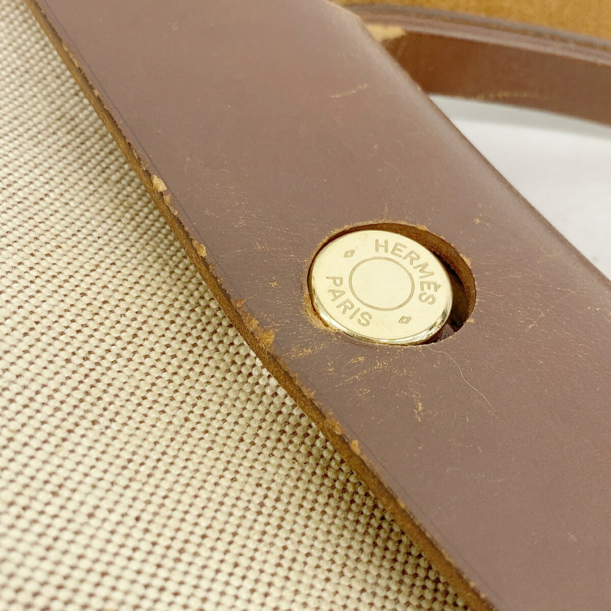 Hermes Brown Toile H Handbag (Pre-Owned)
